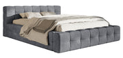 Gepolstertes Bett Puffly 160x200 cm mit Stauraum, Metallrahmen, dunkelgrauer Chenille