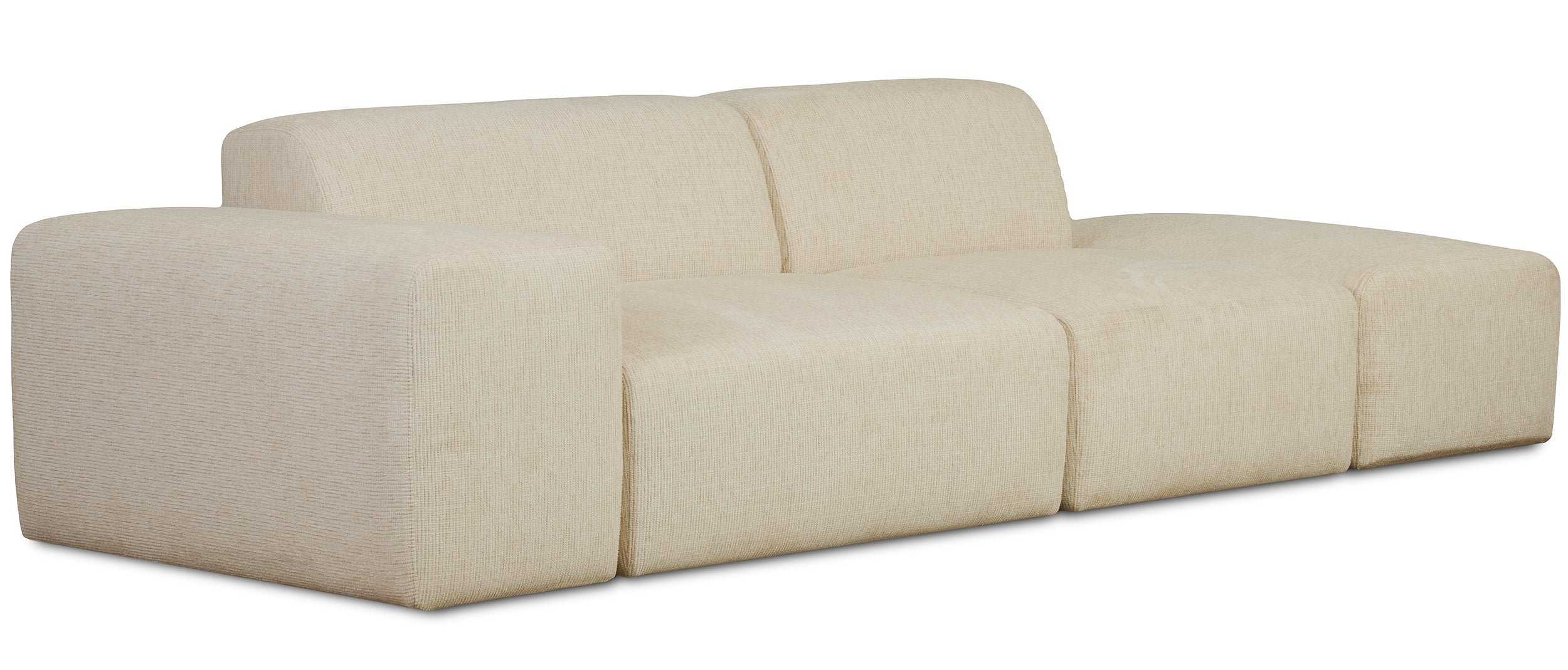 Modulares Sofa Pyllomi mit Hocker, hellbeige geflochten