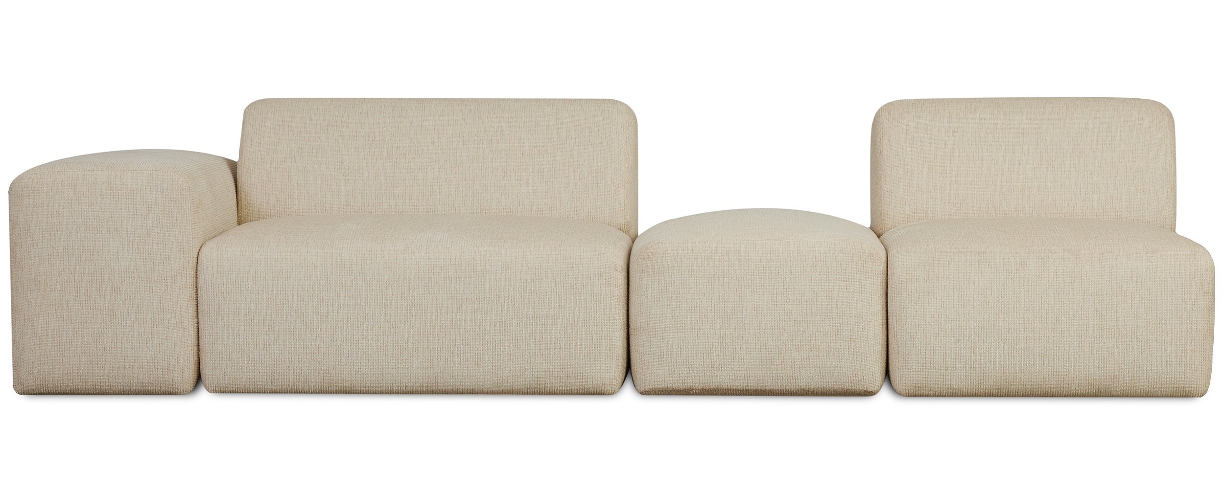 Modulares Sofa Pyllomi mit Hocker, hellbeige geflochten