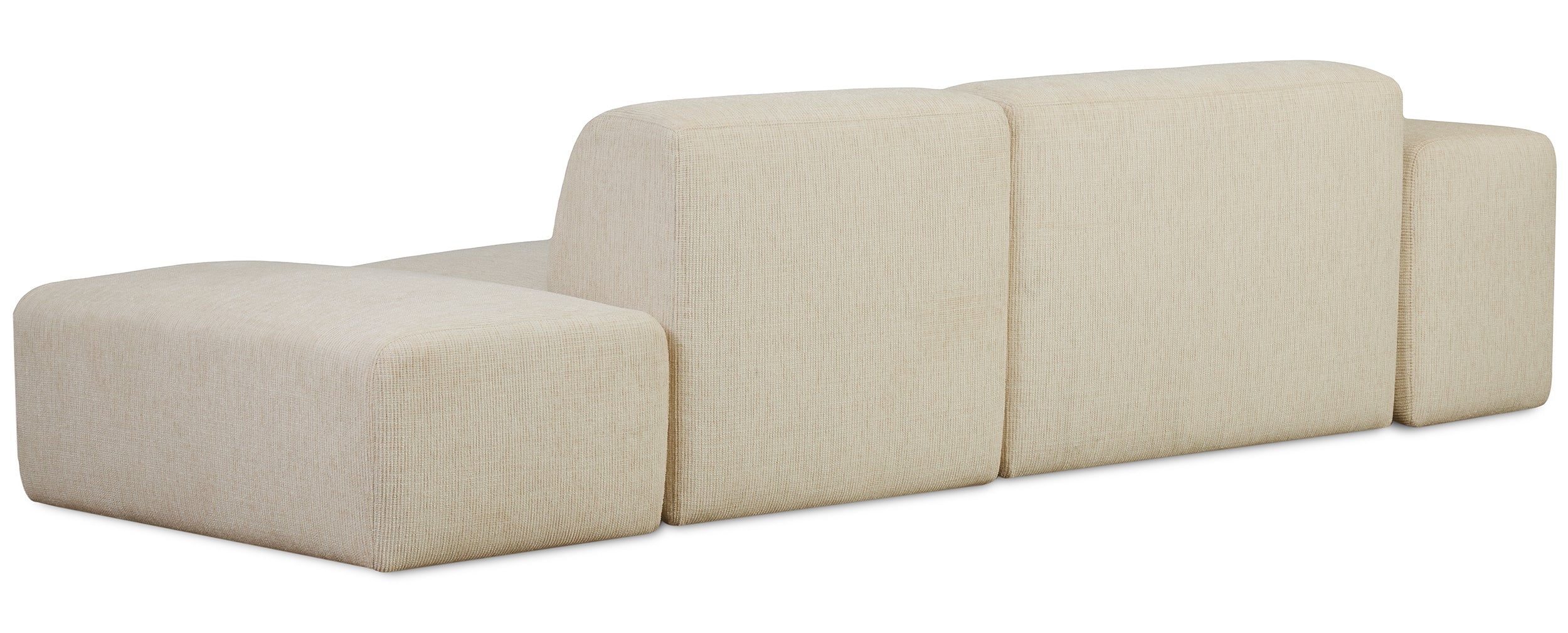 Modulare Eckcouch Pyllomi L-förmig mit Hocker, hellbeige Geflecht