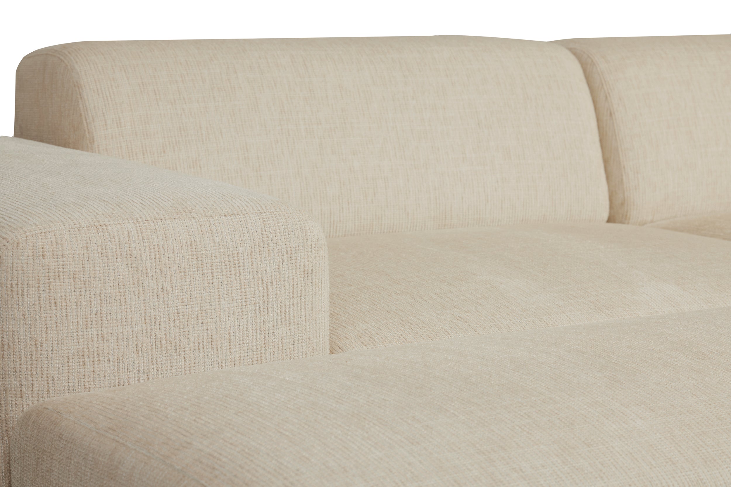 Modulare Eckcouch Pyllomi L-förmig mit Hocker, hellbeige Geflecht
