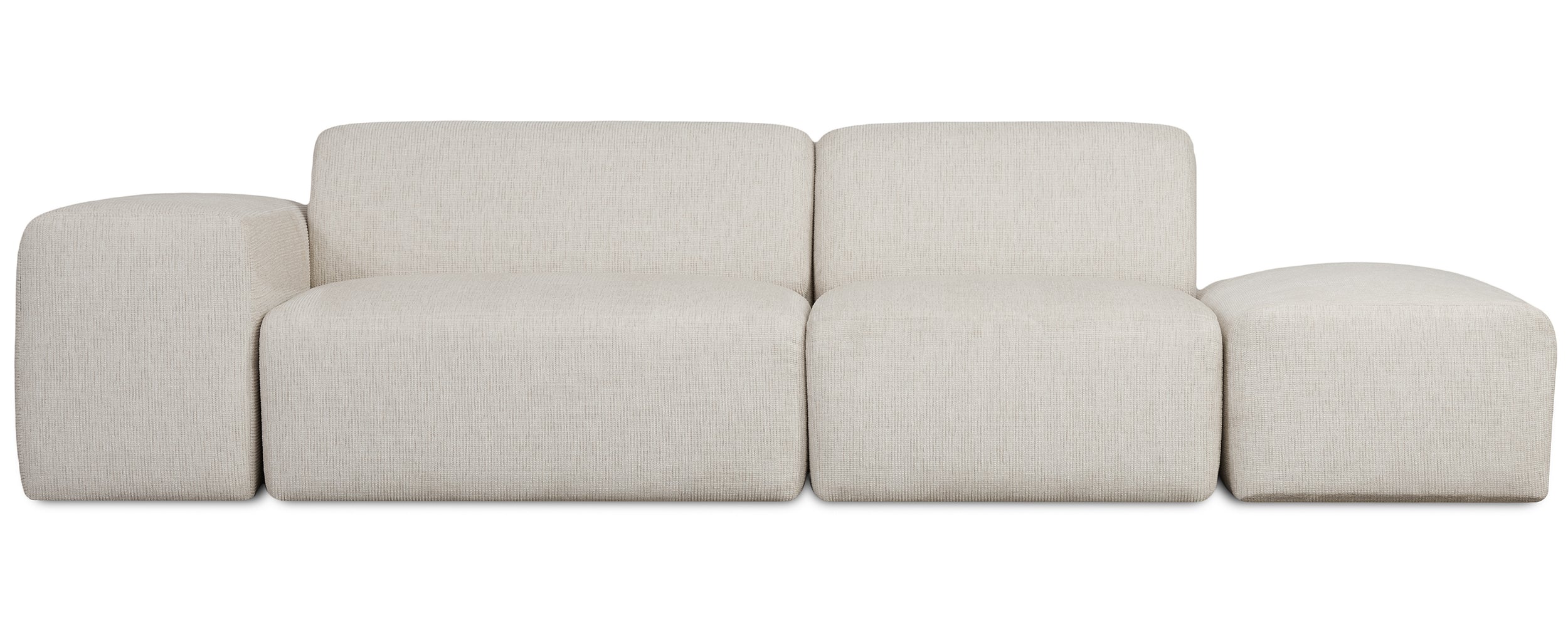 Modulares Sofa Pyllomi mit Hocker, cremefarbenes Geflecht