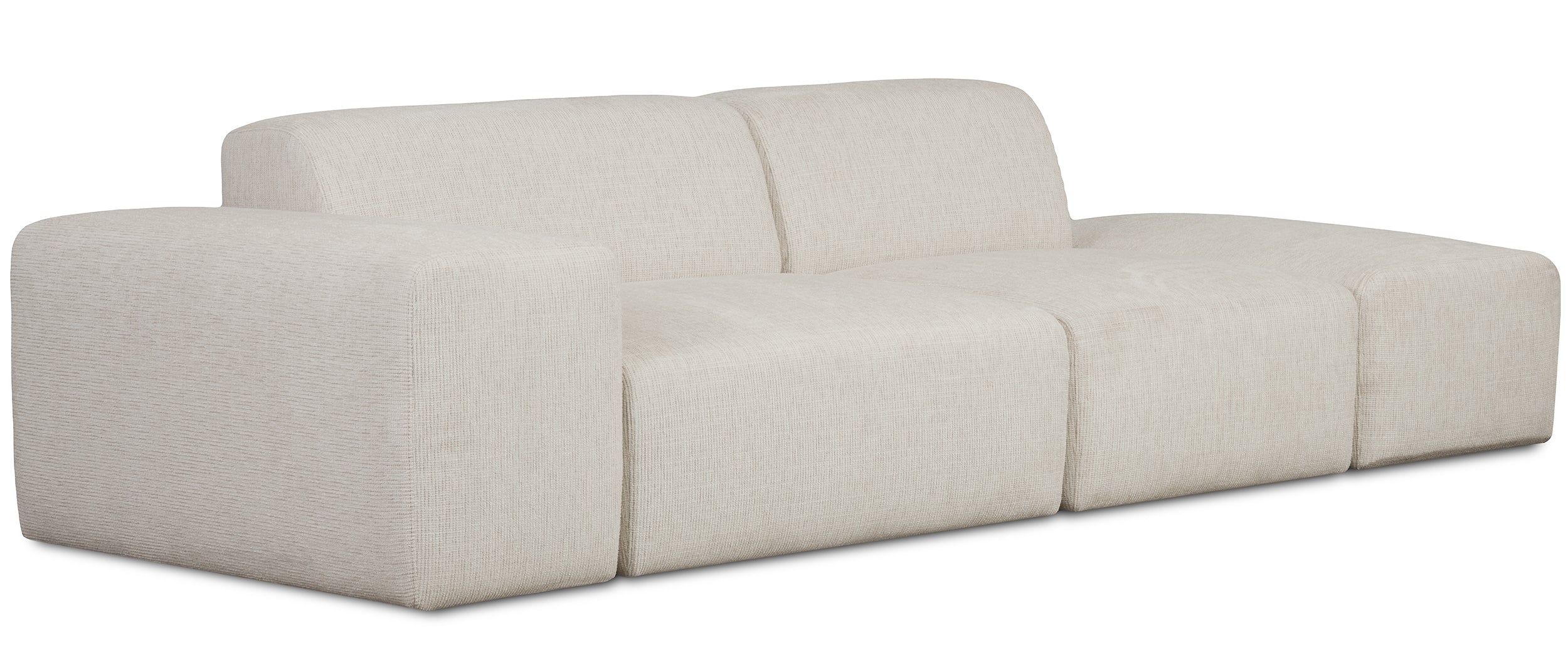Modulares Sofa Pyllomi mit Hocker, cremefarbenes Geflecht