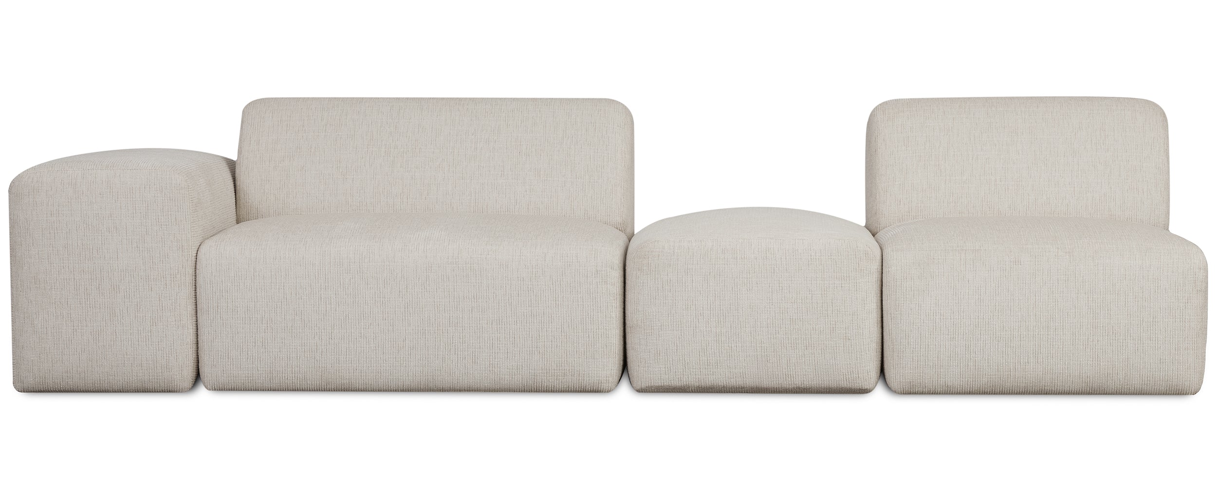 Modulares Sofa Pyllomi mit Hocker, cremefarbenes Geflecht