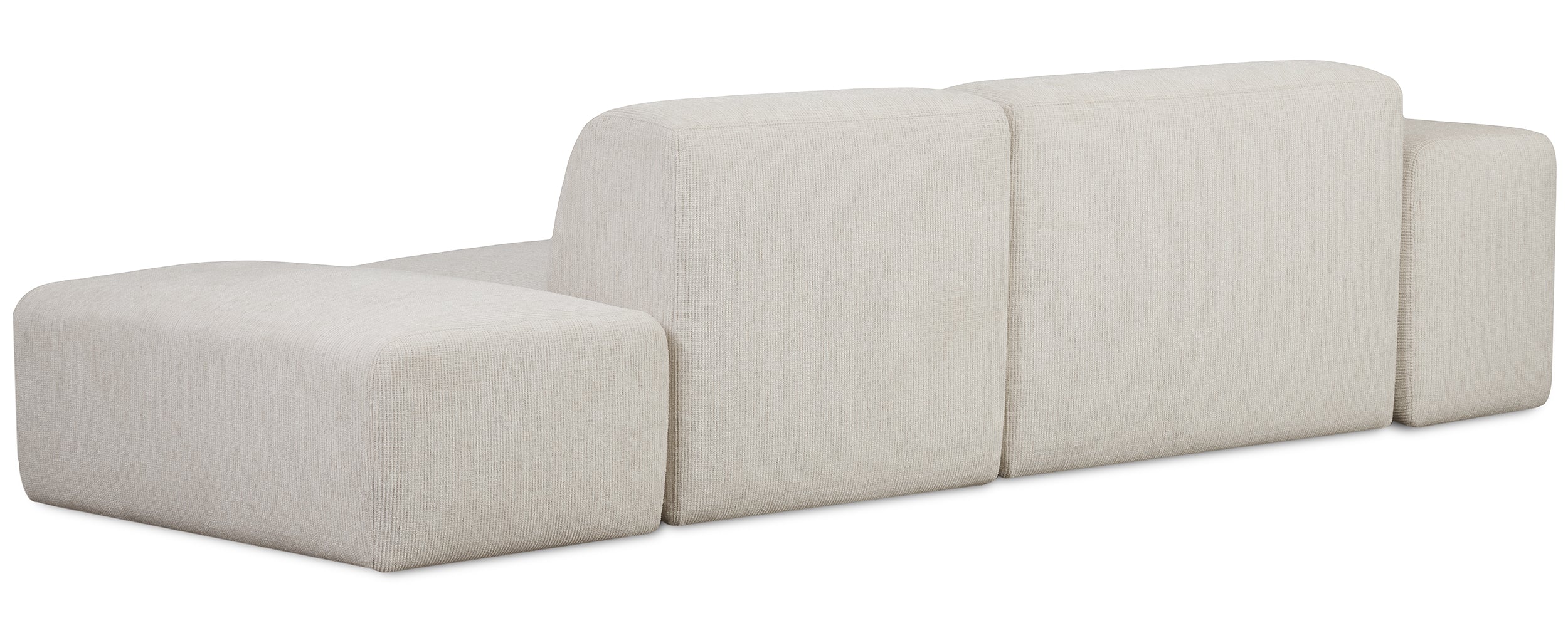 Modulares Ecksofa Pyllomi, L-förmig mit Hocker, cremefarbenes Geflecht