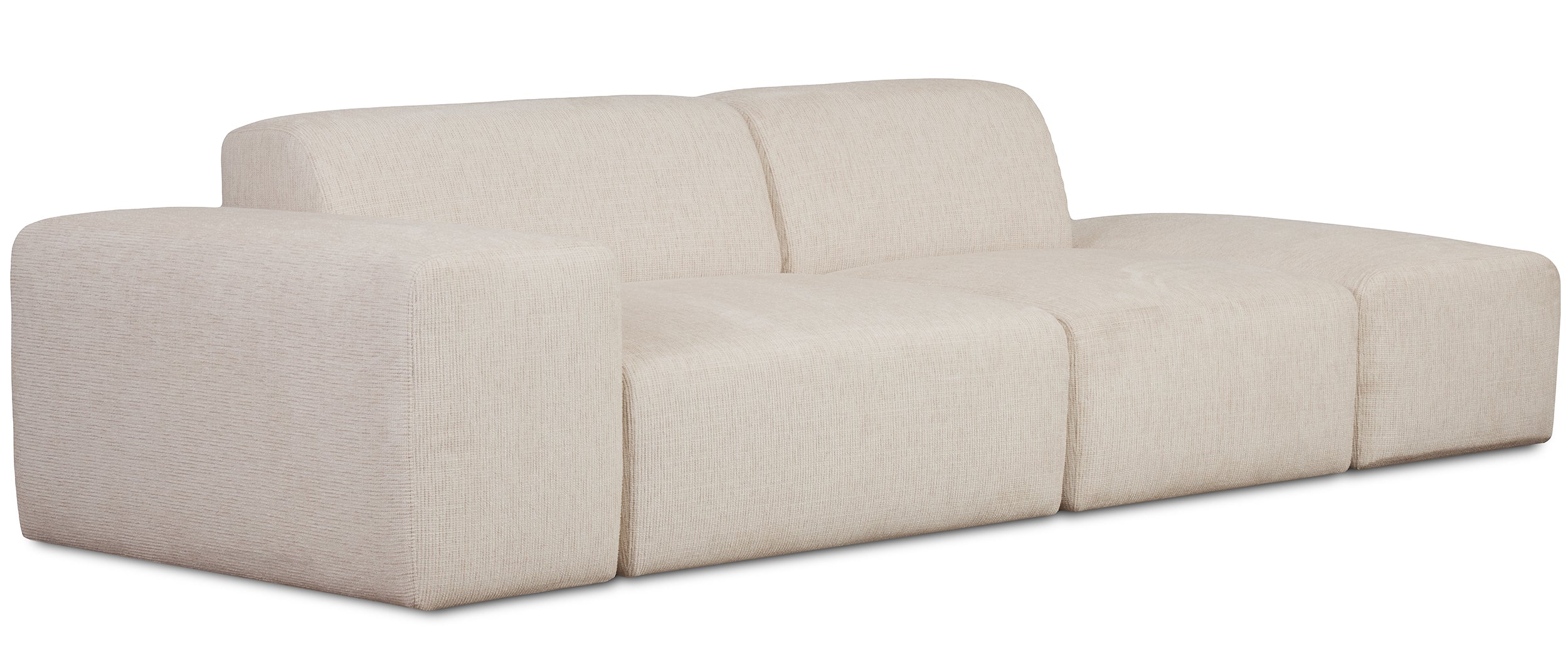 Modulares Sofa Pyllomi mit Hocker, warmbeige Flechtoptik
