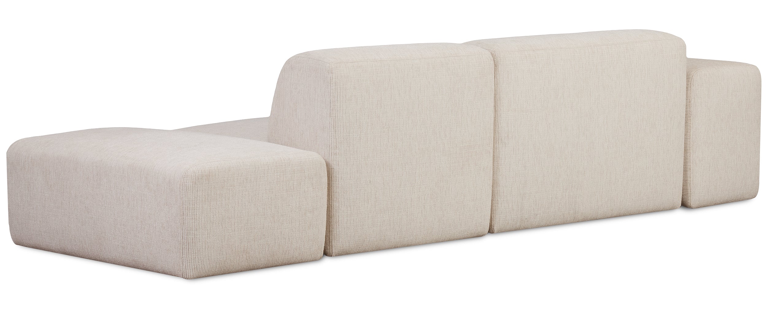 Modulares Sofa Pyllomi mit Hocker, warmbeige Flechtoptik