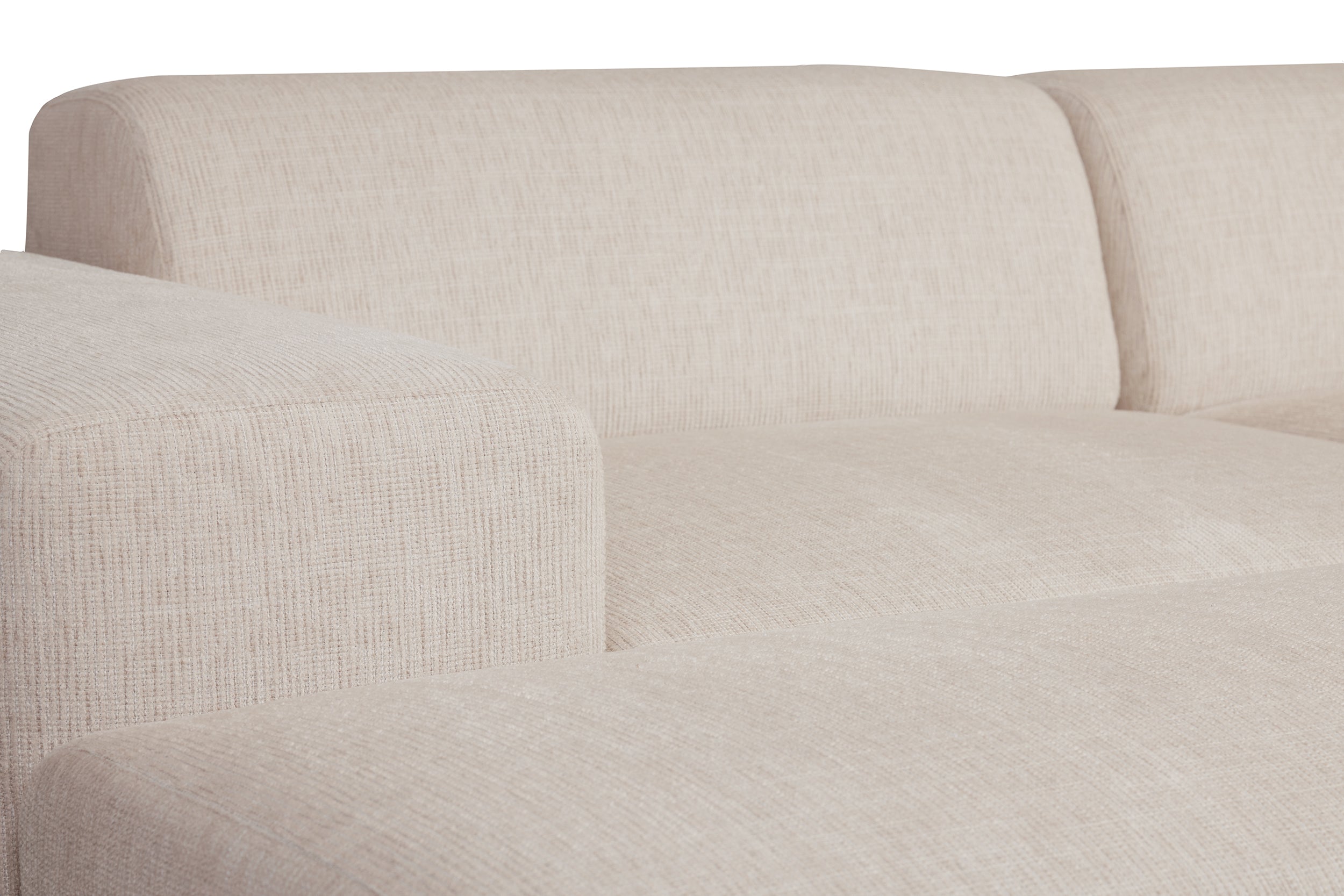 Modulares Sofa Pyllomi mit Hocker, warmbeige Flechtoptik
