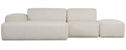 Modulares Ecksofa Pyllomi, L-förmig mit Hocker, cremefarbenes Geflecht