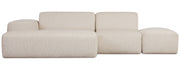 Modulares Ecksofa Pyllomi in L-Form mit Hocker, warmbeige Flechtoptik