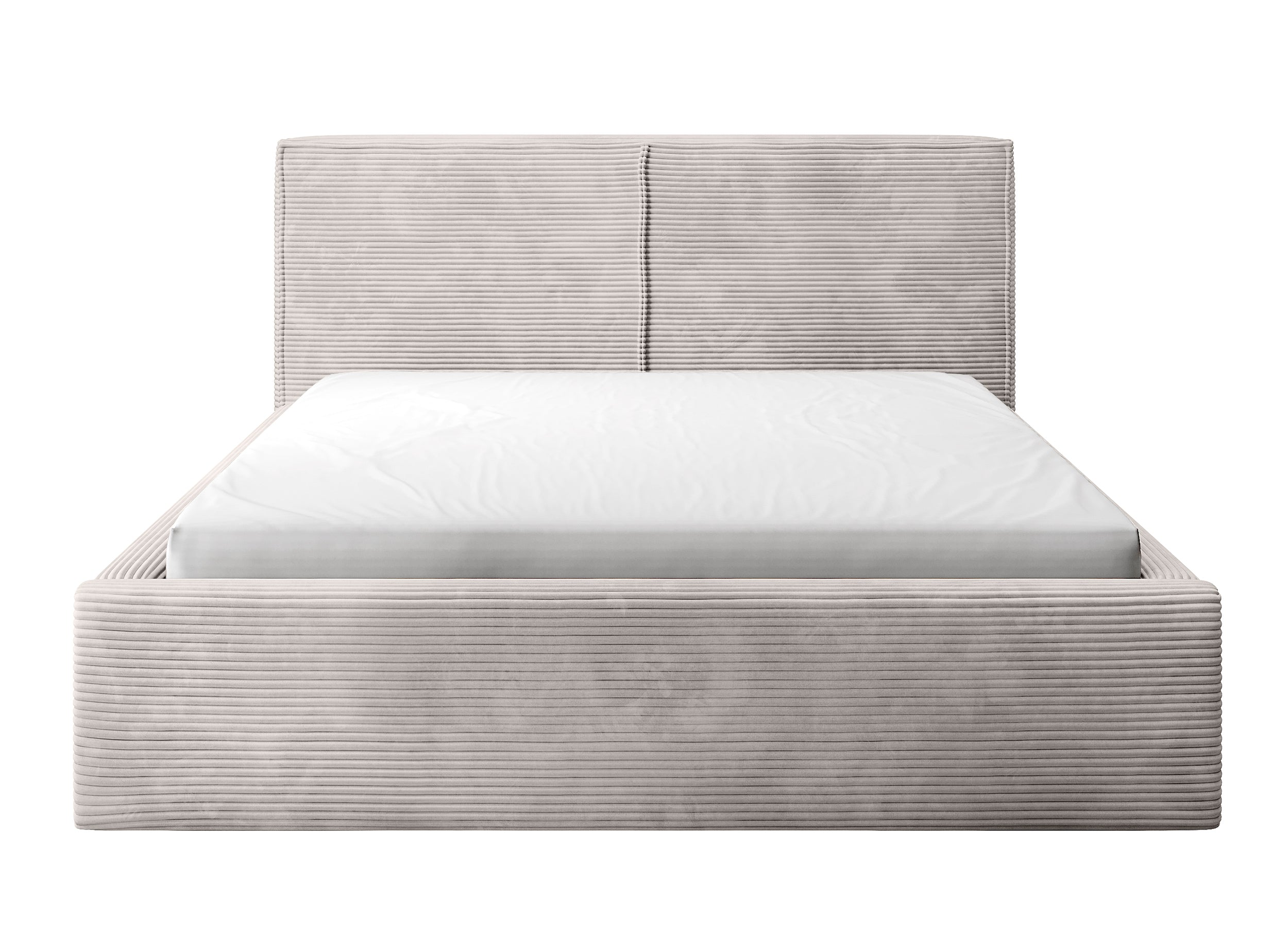 Polsterbett 140x200 cm Farese mit Stauraum und Gasdruckfeder, dunkelbeige Cord