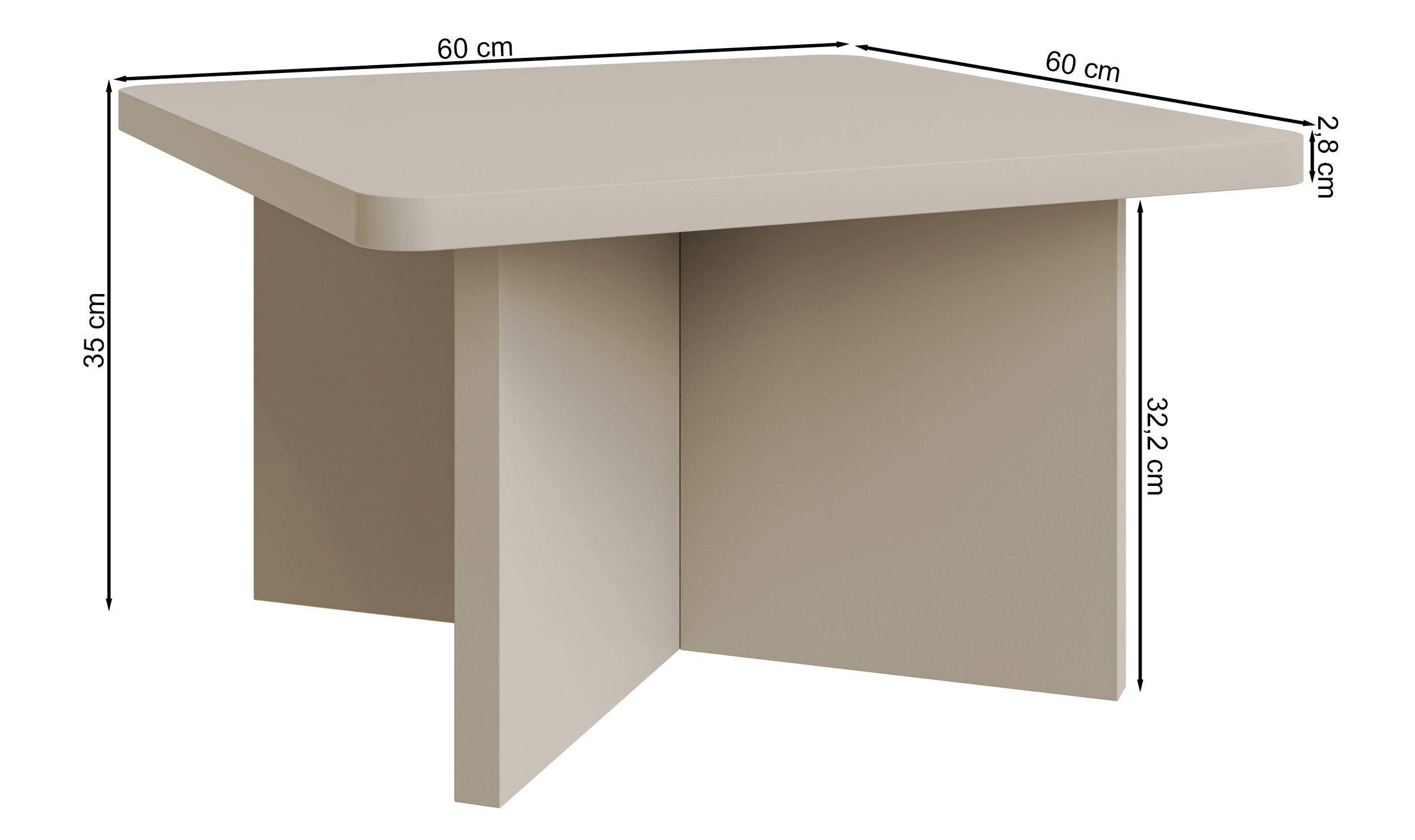 Quadratischer Kaffeetisch Qubeo 60 cm, geölte Eiche