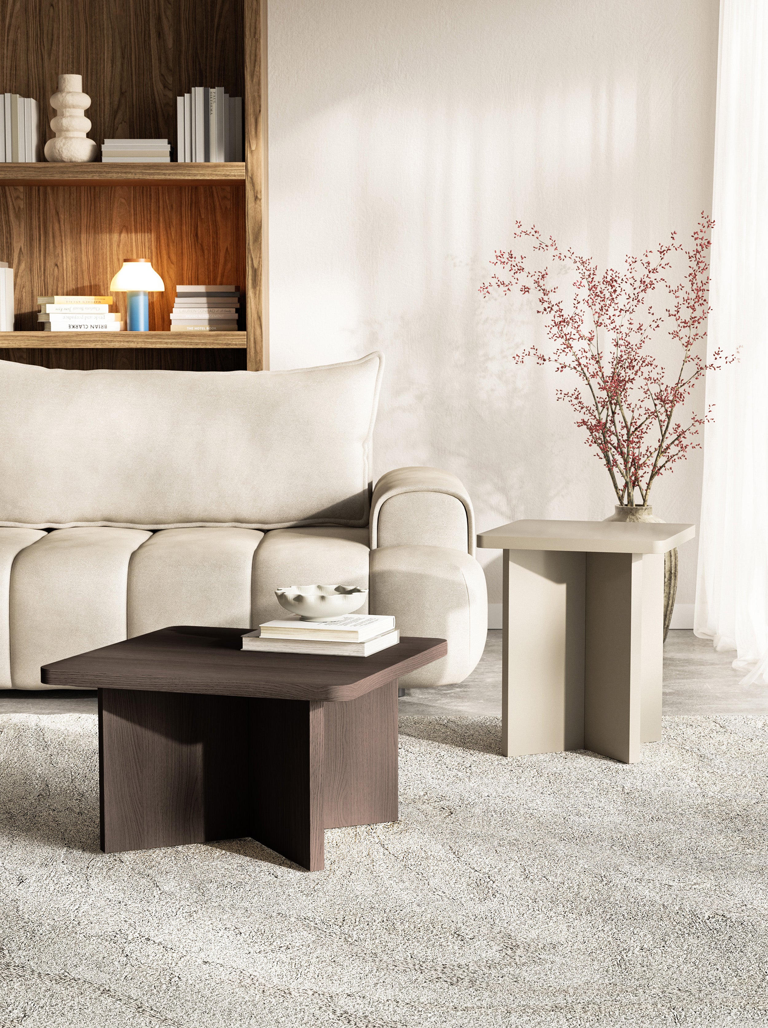Quadratischer Couchtisch Qubeo 42 cm Kaschmir