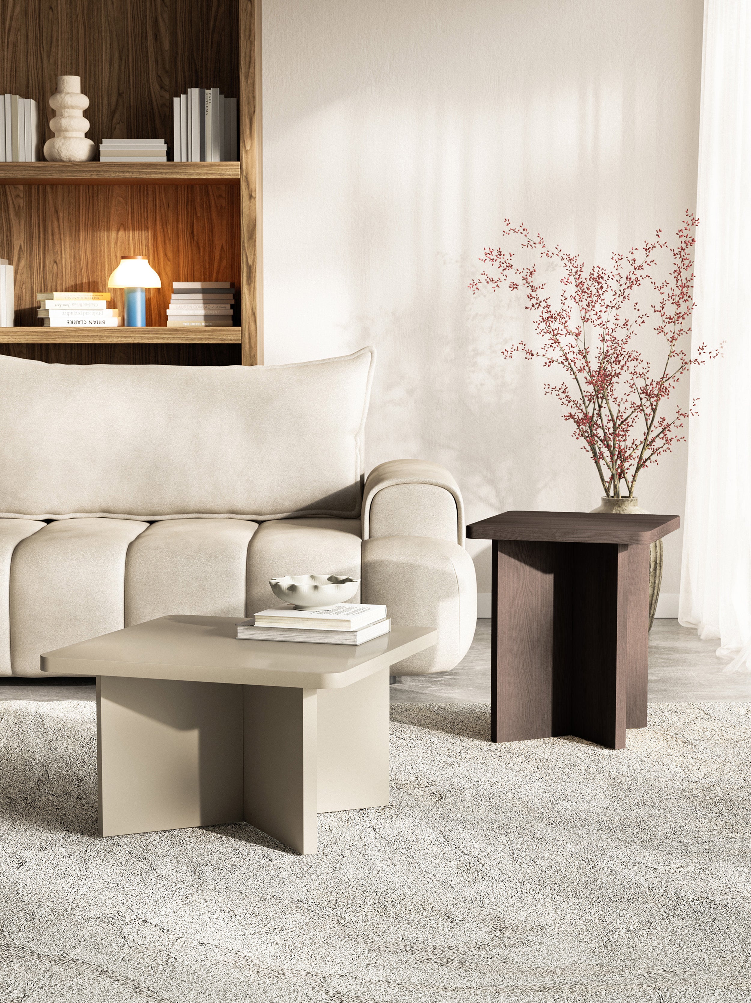 Quadratischer Couchtisch Qubeo 60 cm Kaschmir