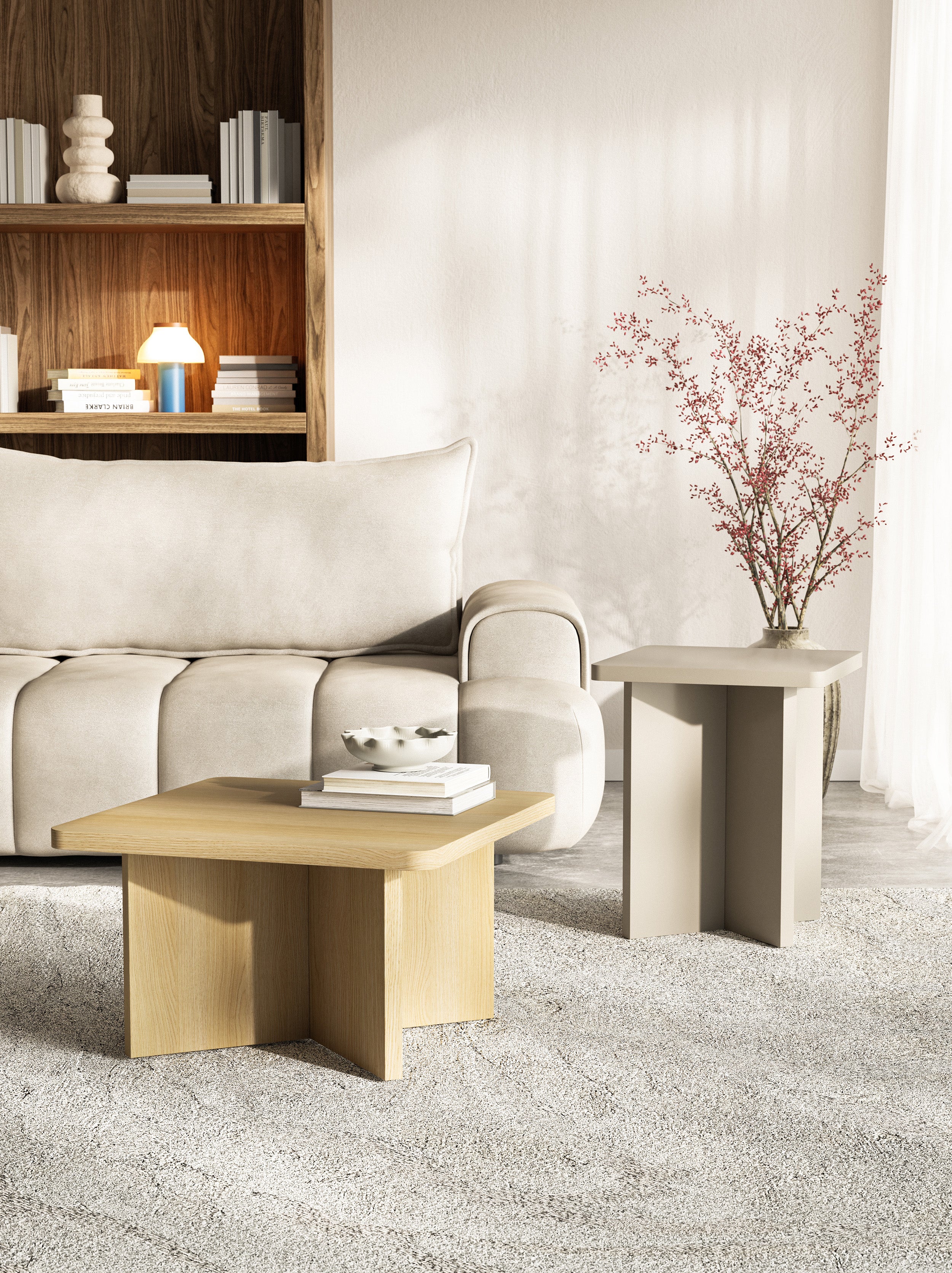 Quadratischer Kaffeetisch Qubeo 60 cm, geölte Eiche