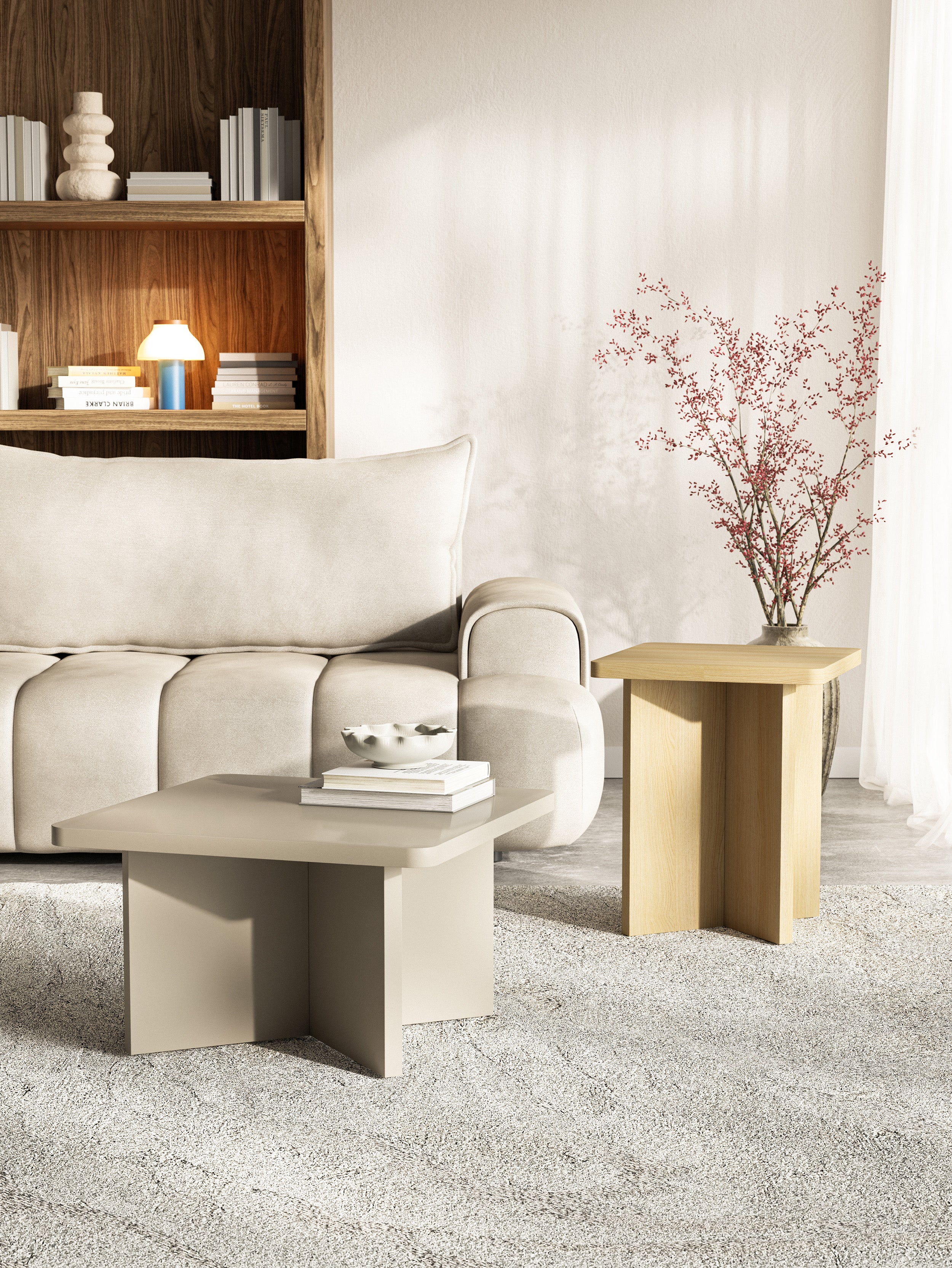 Quadratischer Qubeo Couchtisch 42 cm geölte Eiche