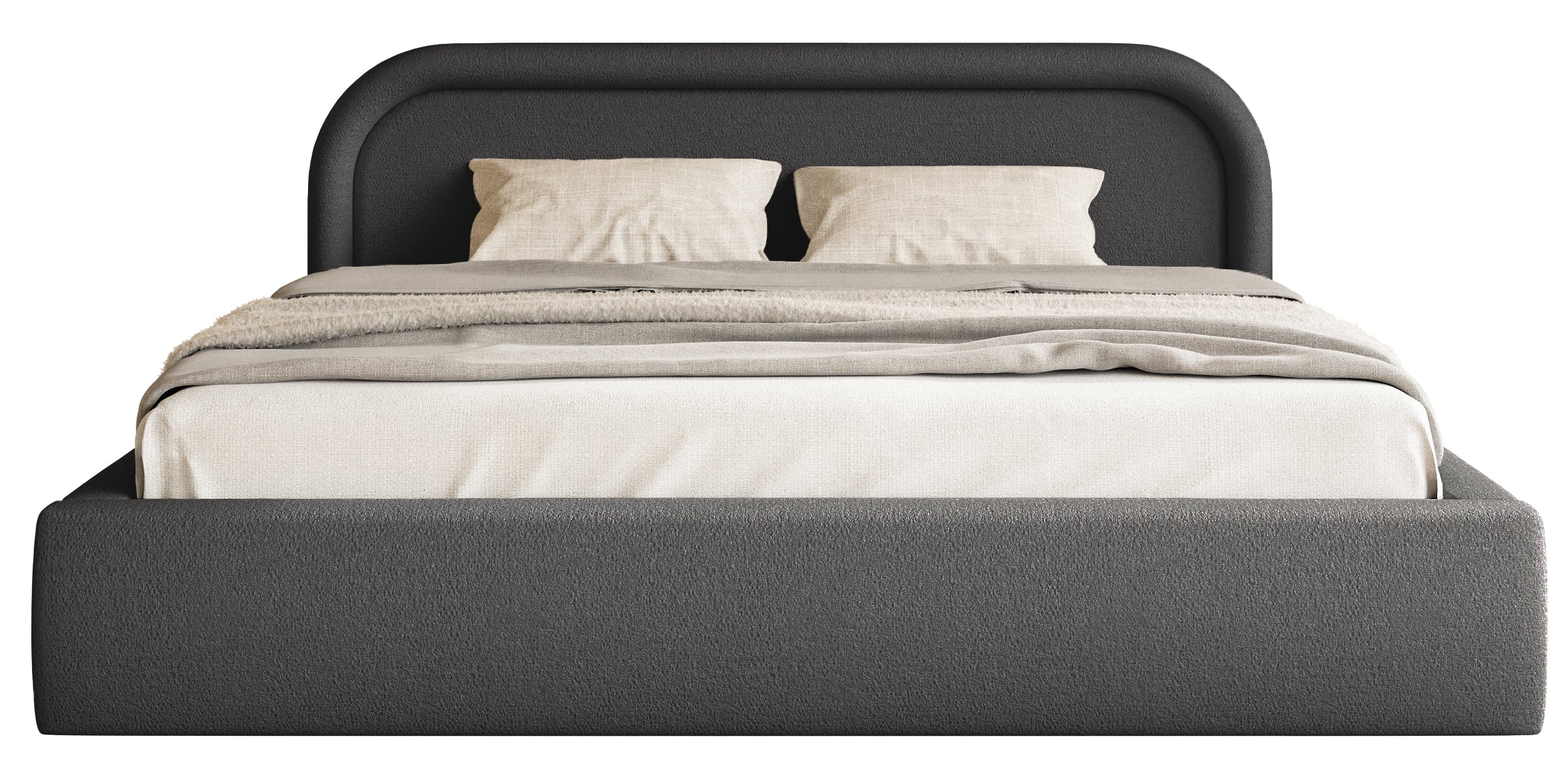 Gepolstertes Bett 160x200 cm Ruvi mit Stauraum, graphitfarbener Chenillestoff