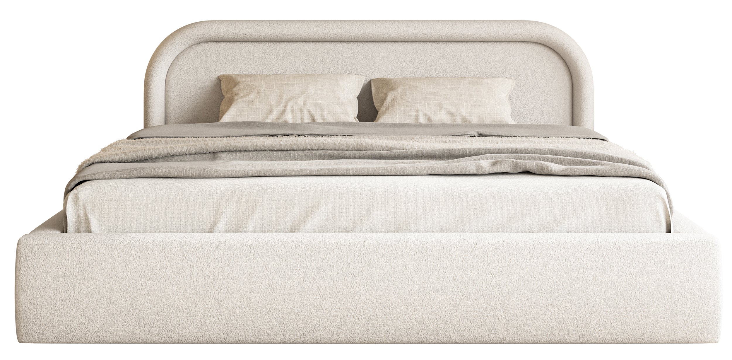 Polsterbett 140x200 cm Ruvi mit Stauraum, grau-beige Chenille