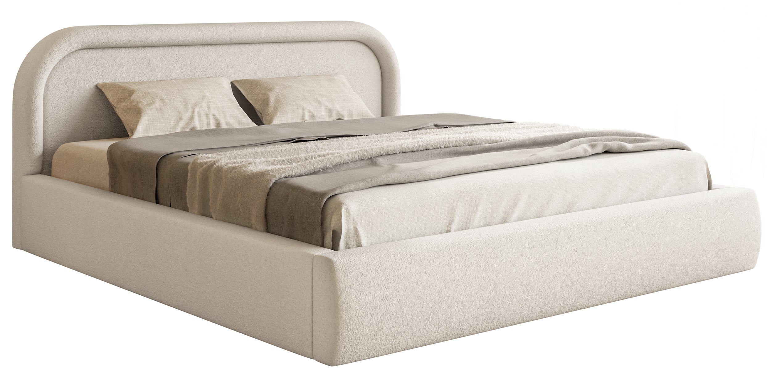 Polsterbett 140x200 cm Ruvi mit Stauraum, grau-beige Chenille