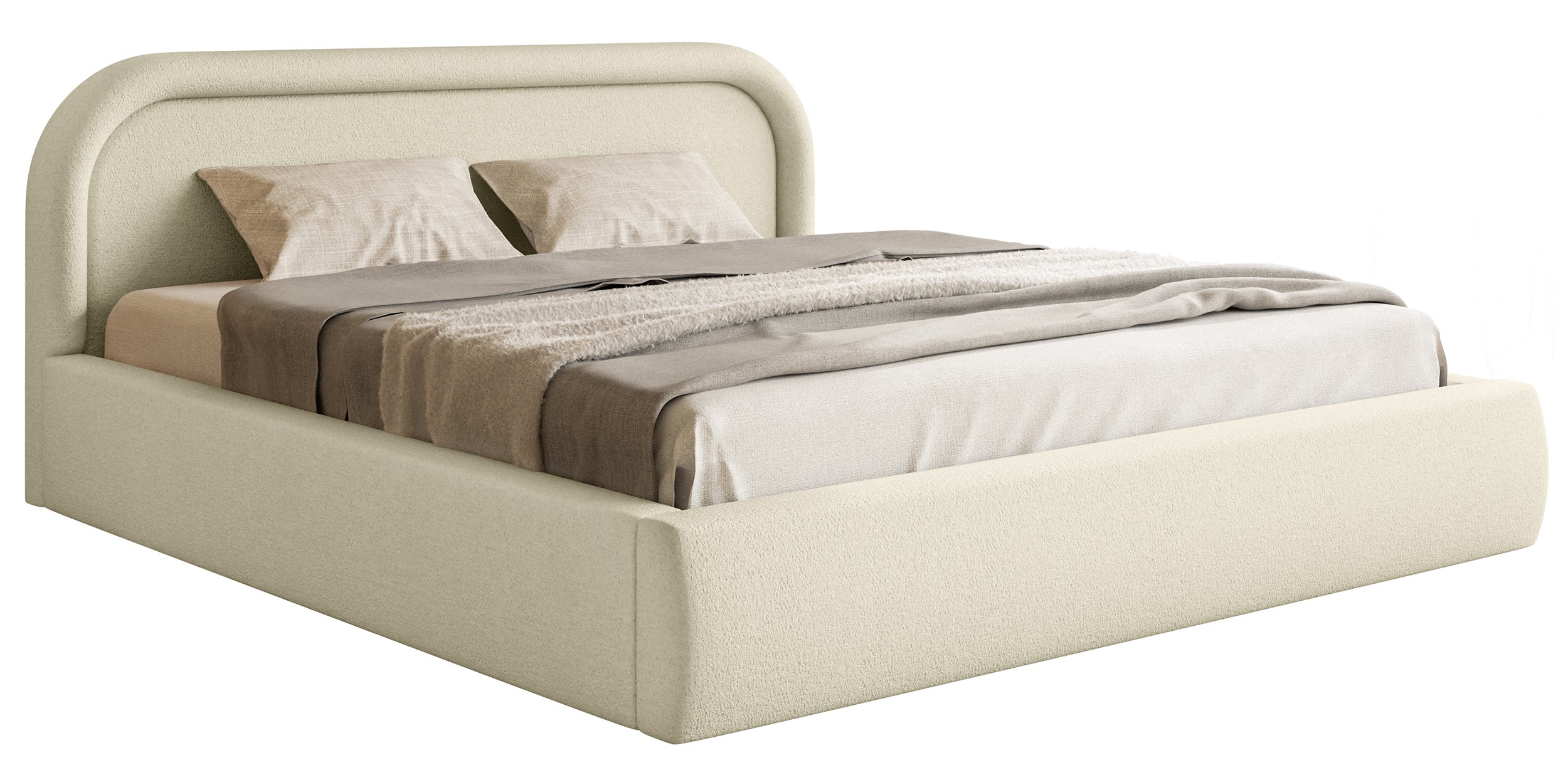 Polsterbett 140x200 cm Ruvi mit Stauraum, beige Chenille