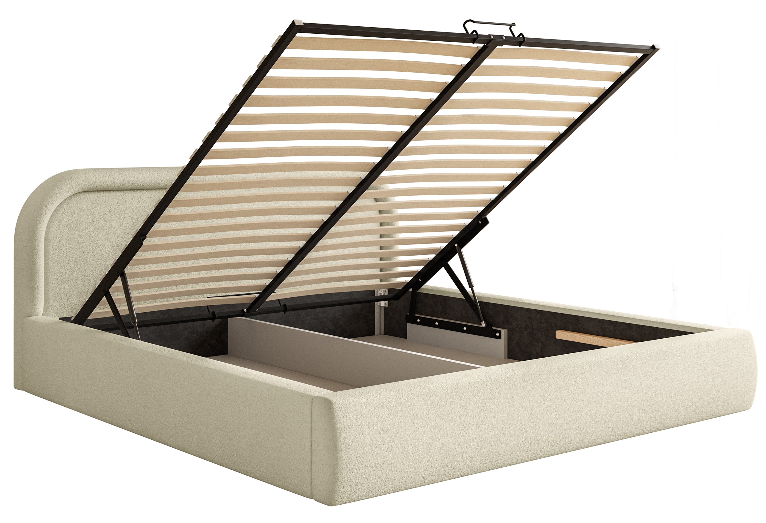 Polsterbett 180x200 cm Ruvi mit Stauraum, beige Chenille