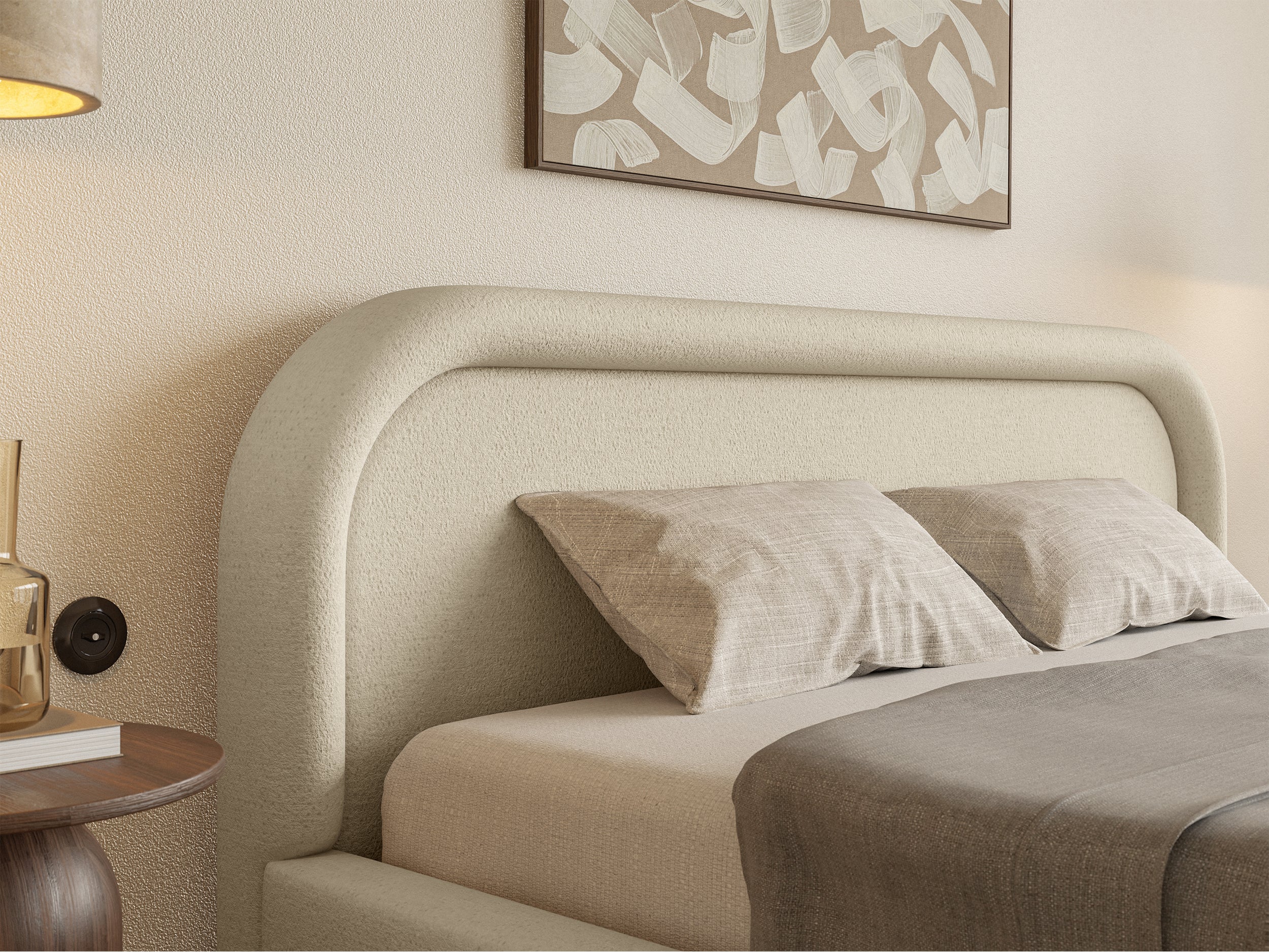 Polsterbett 180x200 cm Ruvi mit Stauraum, beige Chenille