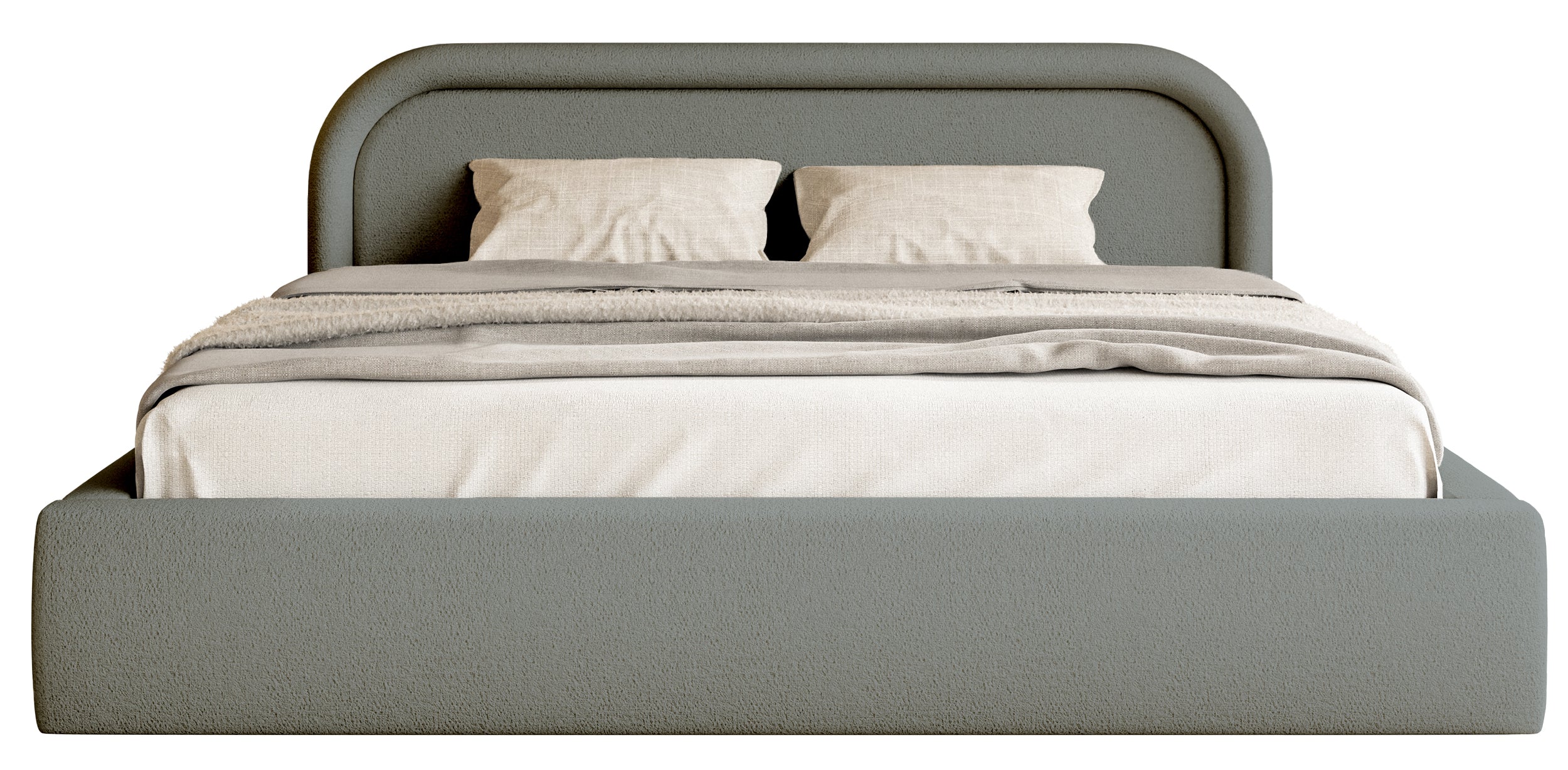 Polsterbett 180x200 cm Ruvi mit Stauraum, grauer Chenillestoff