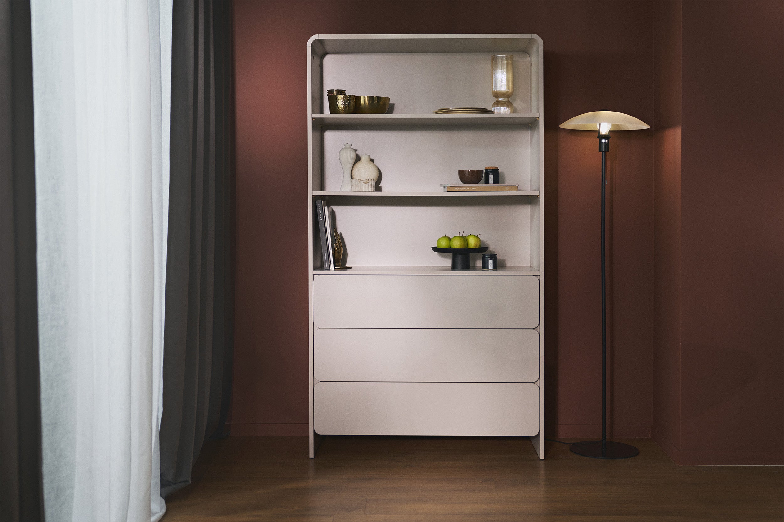 Lummo Regal mit drei Schubladen 100 cm Kaschmir