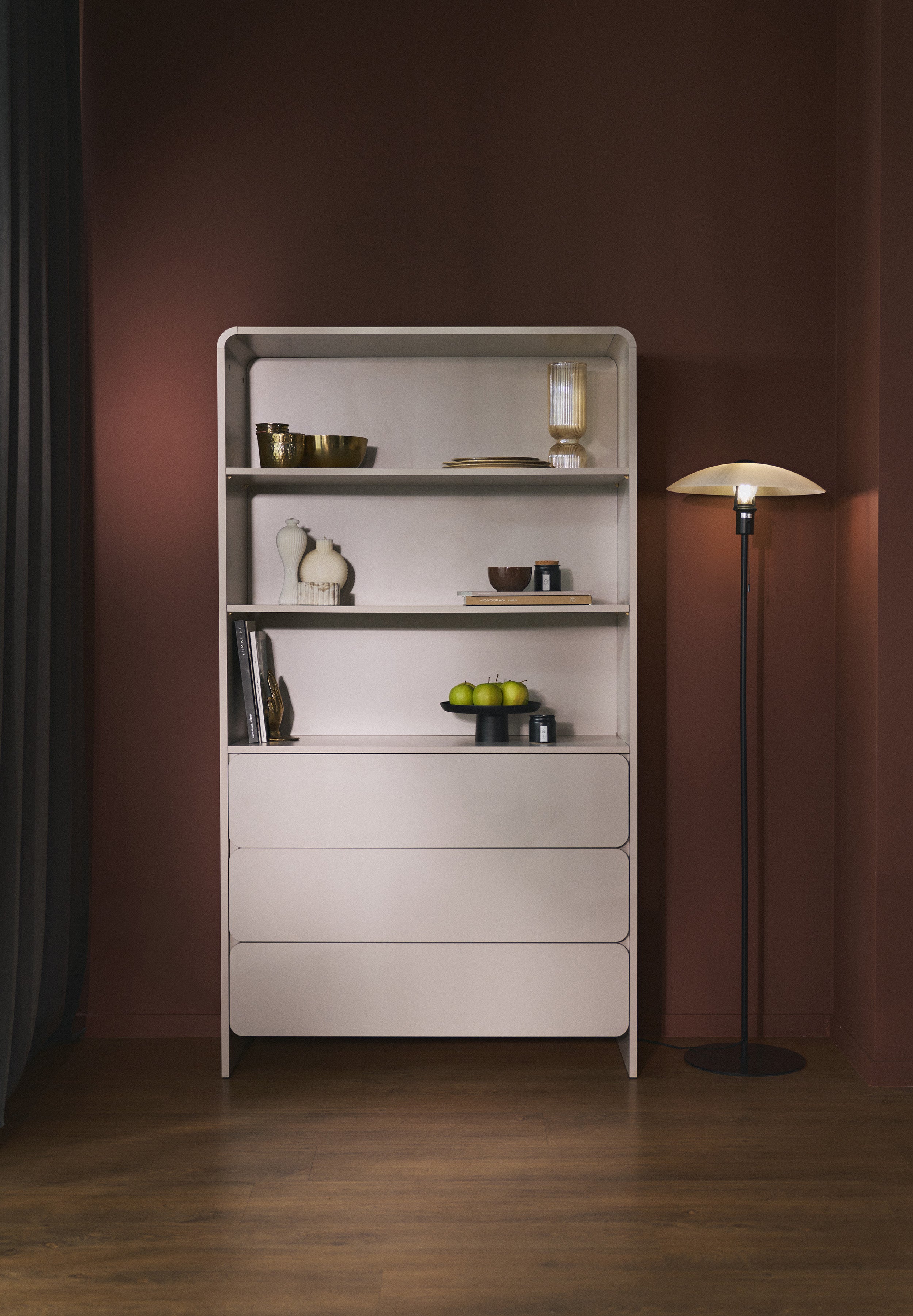 Lummo Regal mit drei Schubladen 100 cm Kaschmir