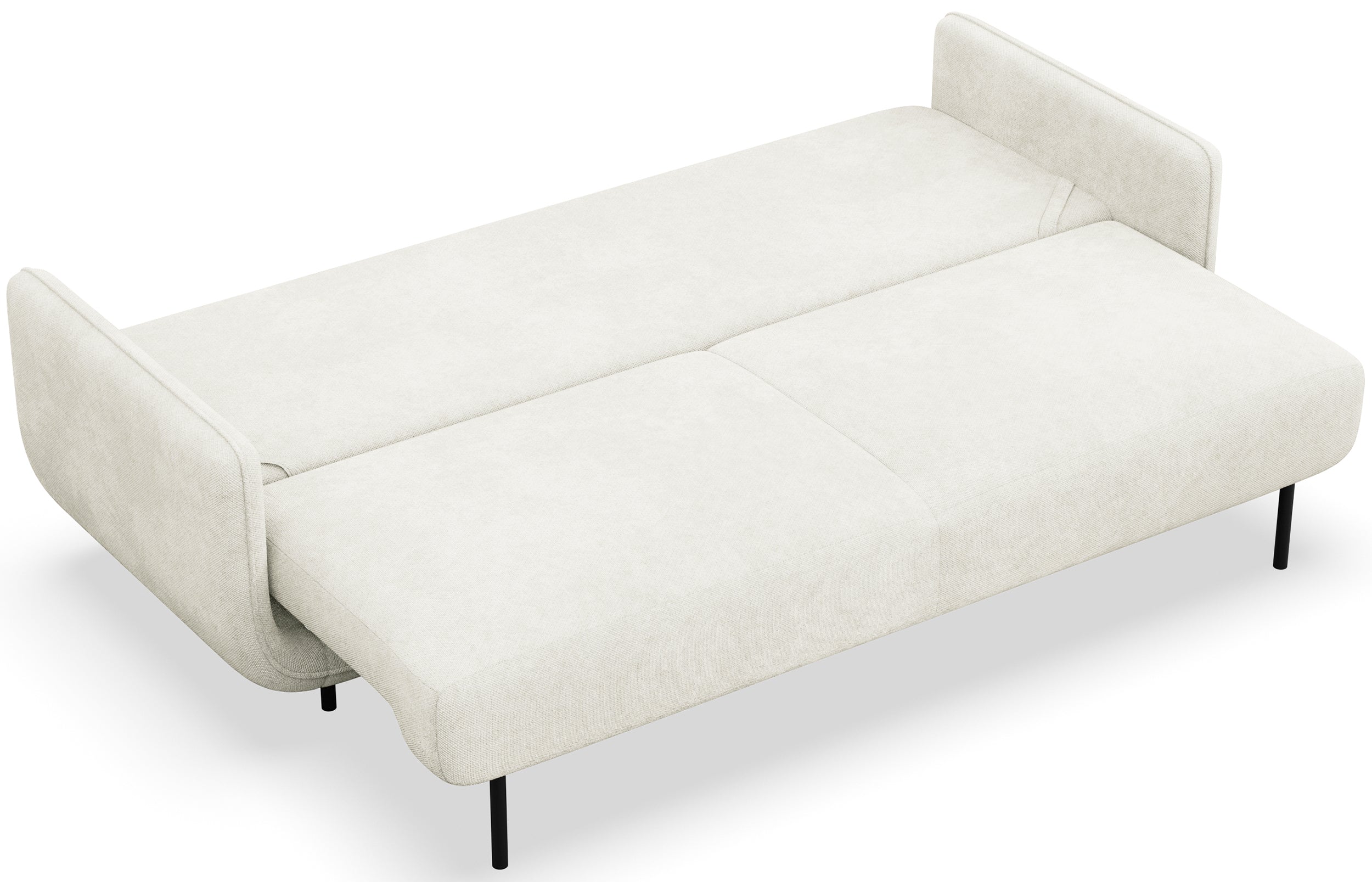 Dreisitziges ausklappbares Sofa Ovals in Creme mit Flechtoptik