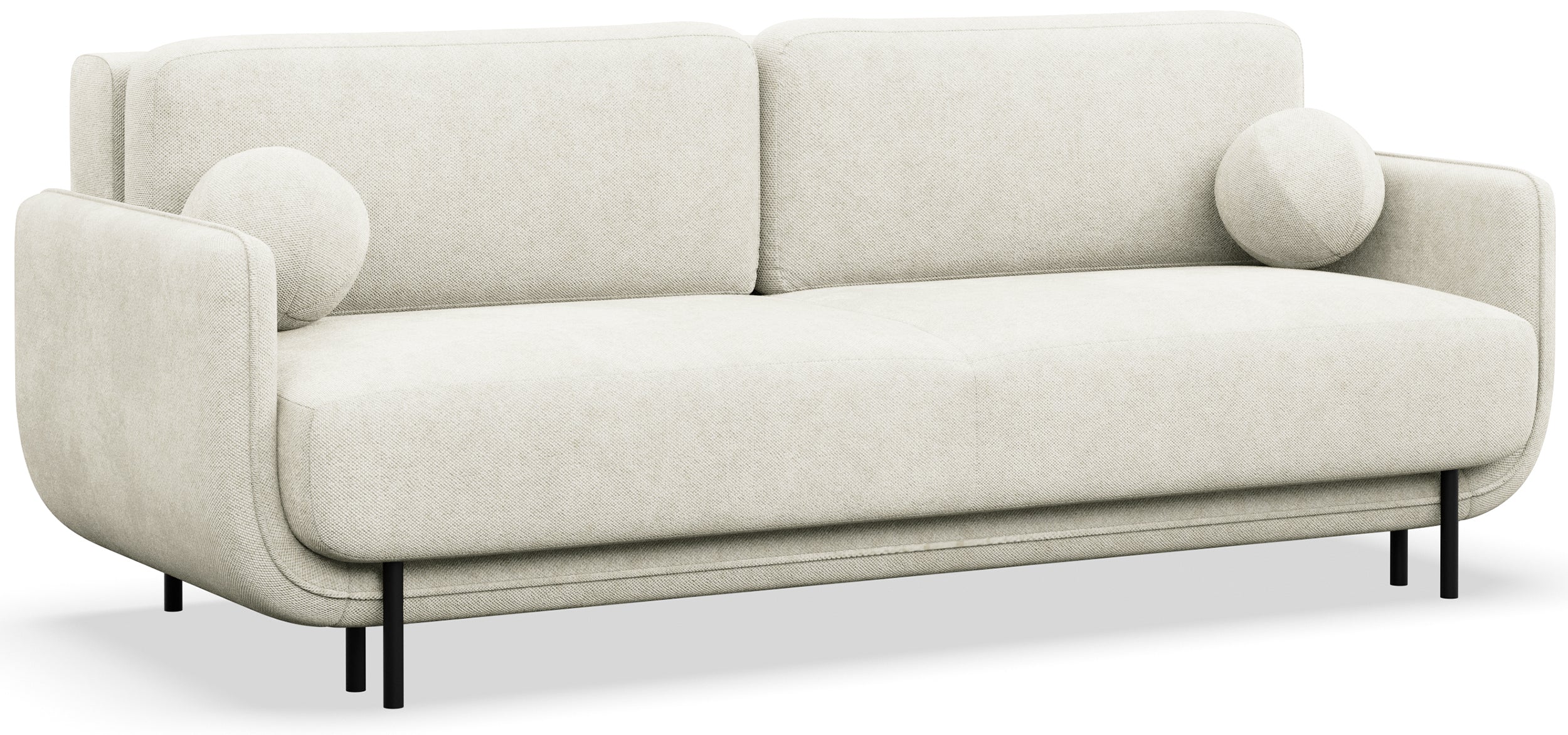 Dreisitziges ausklappbares Sofa Ovals in Creme mit Flechtoptik