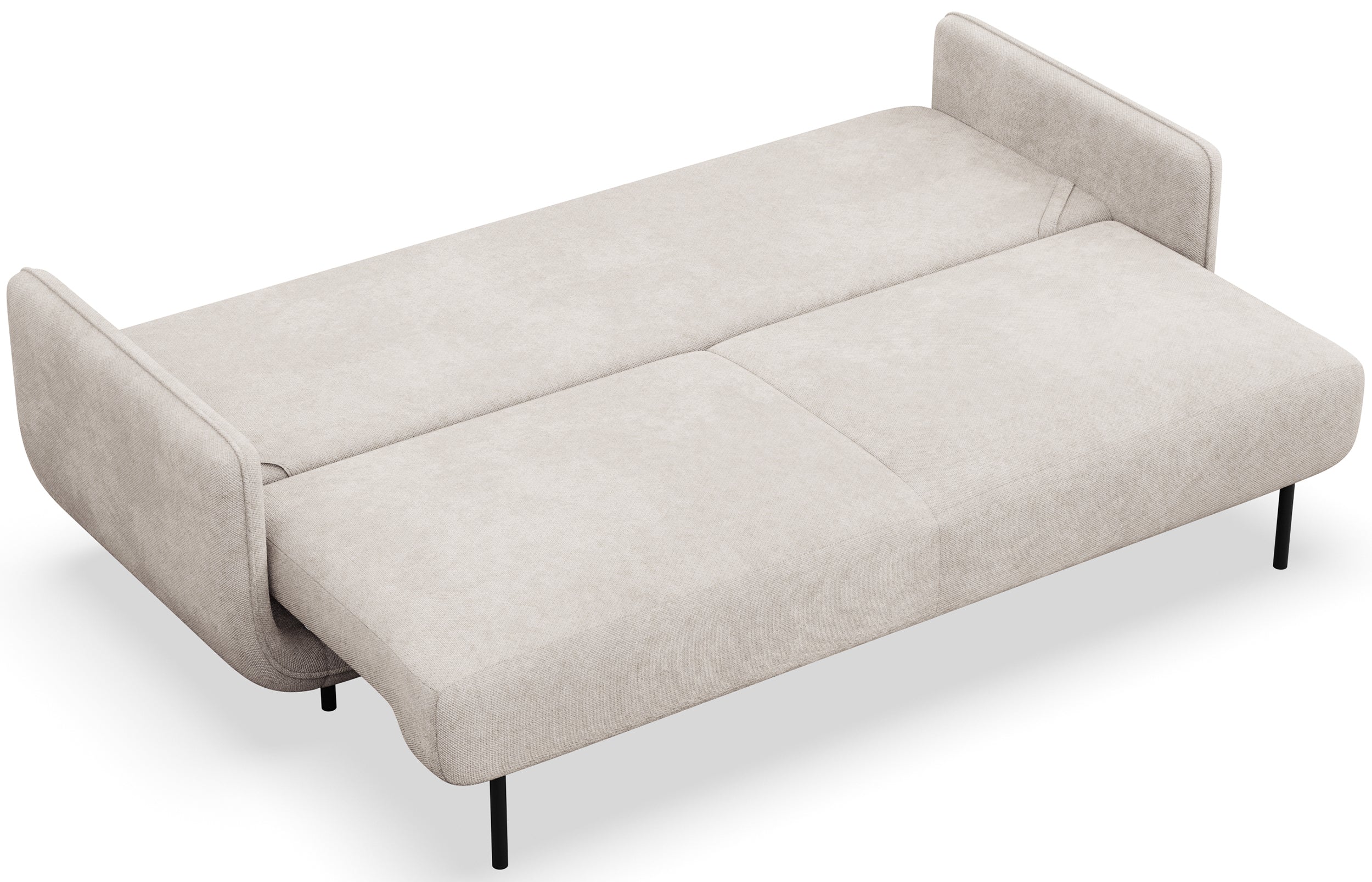 Dreisitziges ausklappbares Sofa Ovals in hellbeigem Flechtmuster
