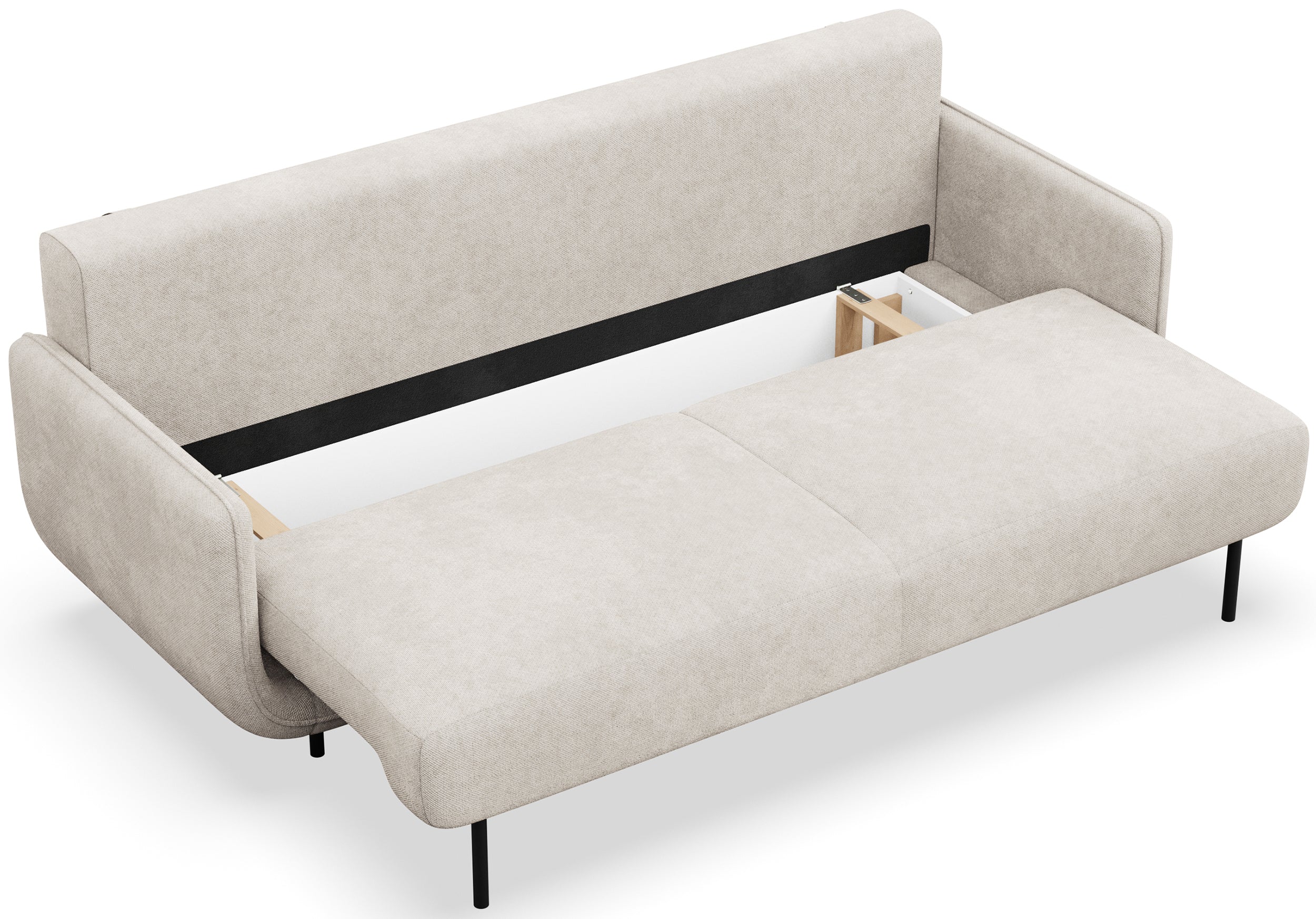 Dreisitziges ausklappbares Sofa Ovals in hellbeigem Flechtmuster