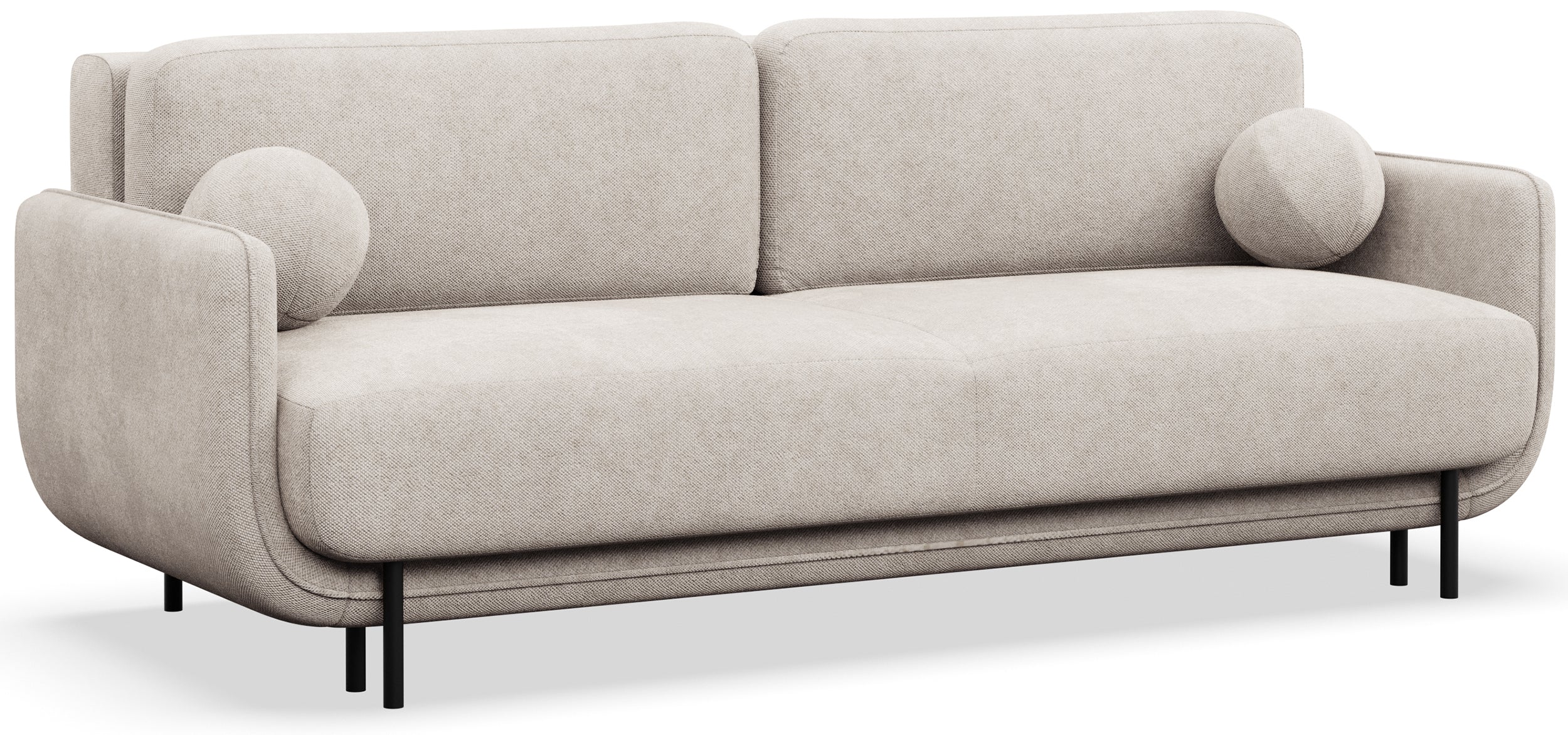 Dreisitziges ausklappbares Sofa Ovals in hellbeigem Flechtmuster