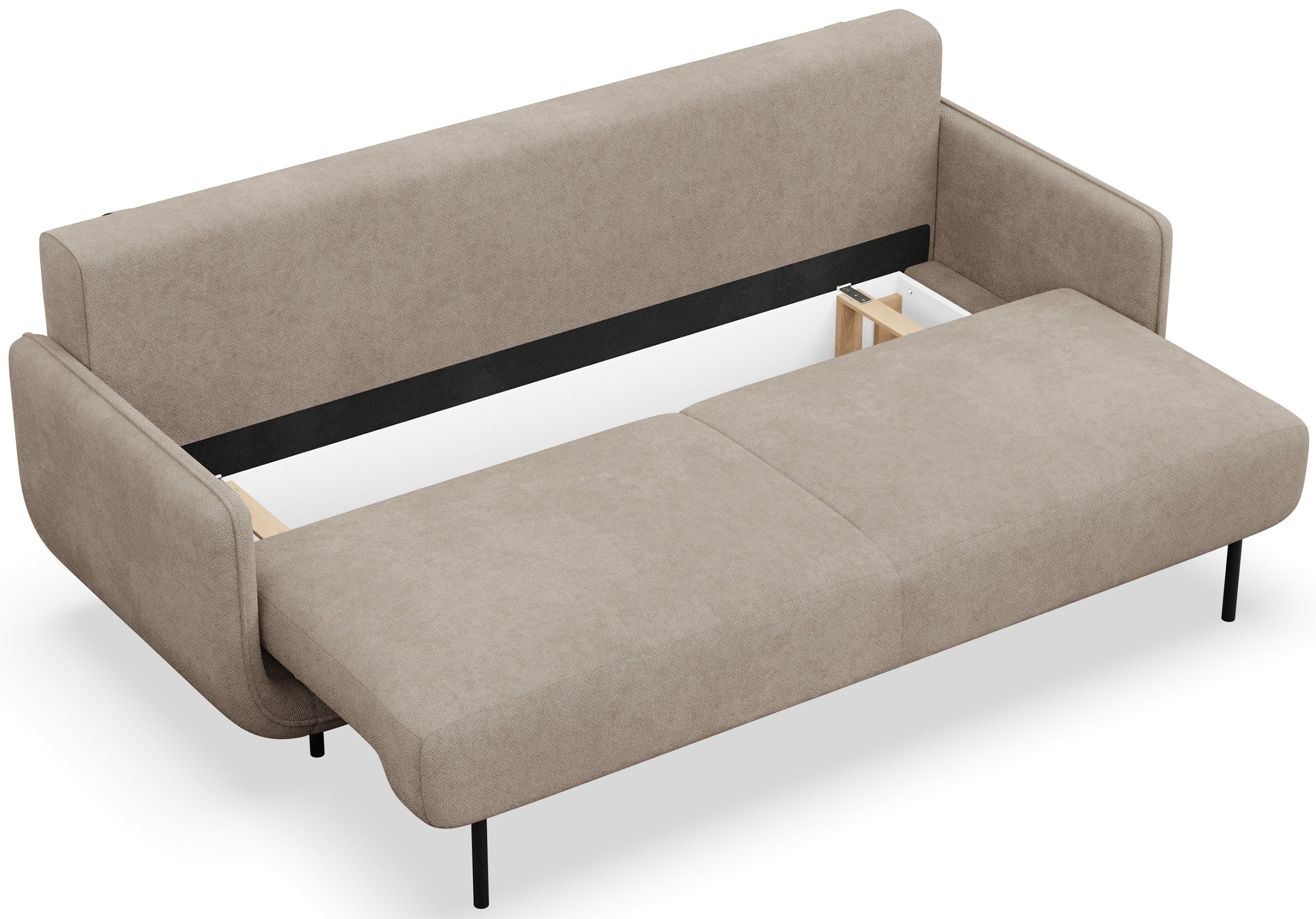 Ausziehbare Dreisitzer-Couch Ovals in Beige, Flechtoptik