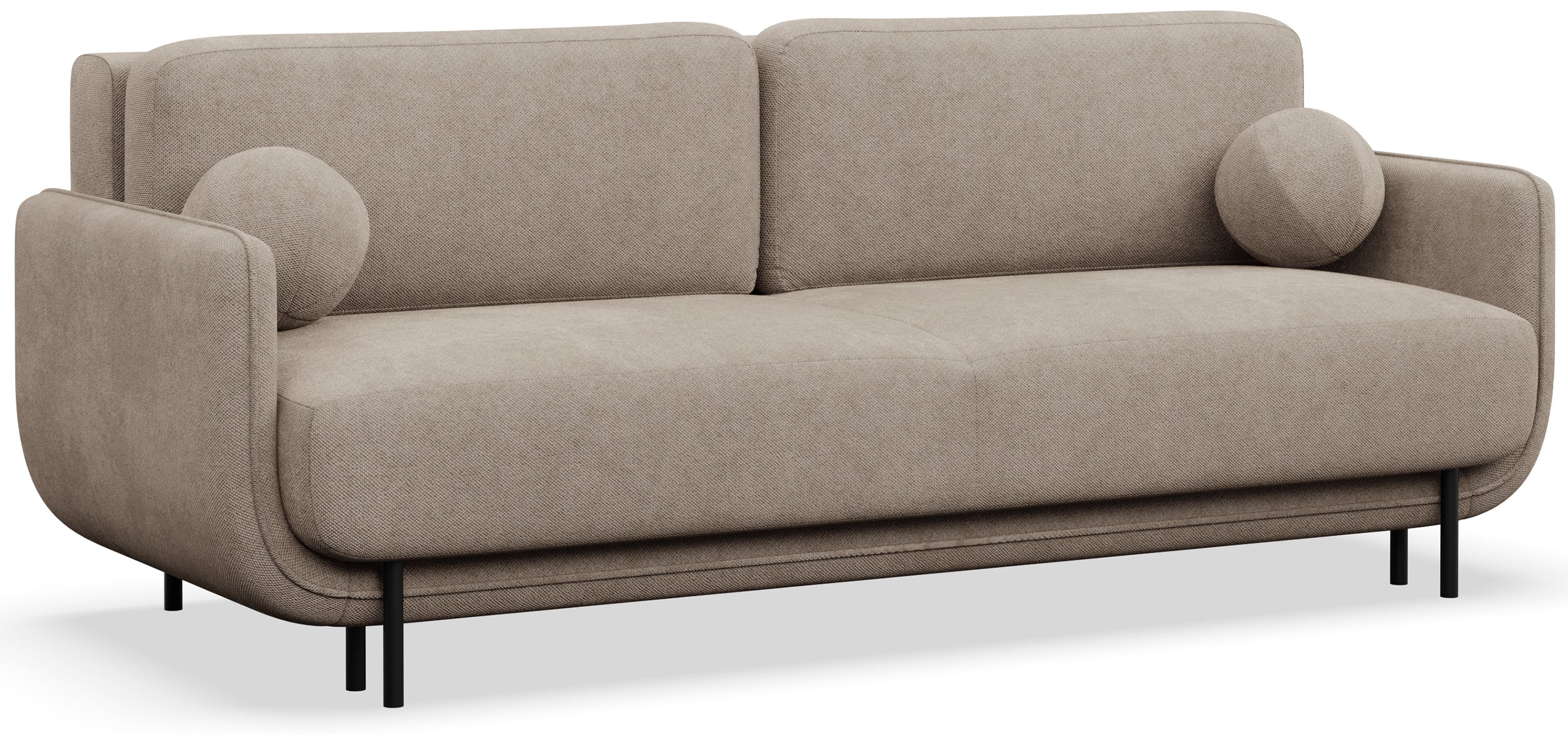 Ausziehbare Dreisitzer-Couch Ovals in Beige, Flechtoptik