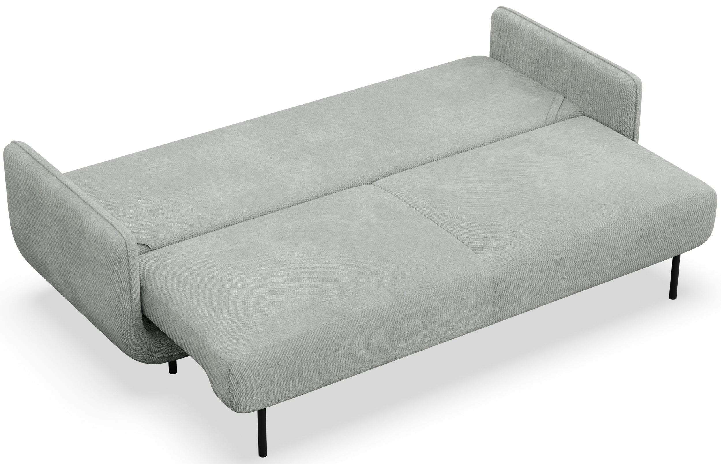 Dreisitziges ausklappbares Sofa Ovals in Hellgrau mit Flechtmuster