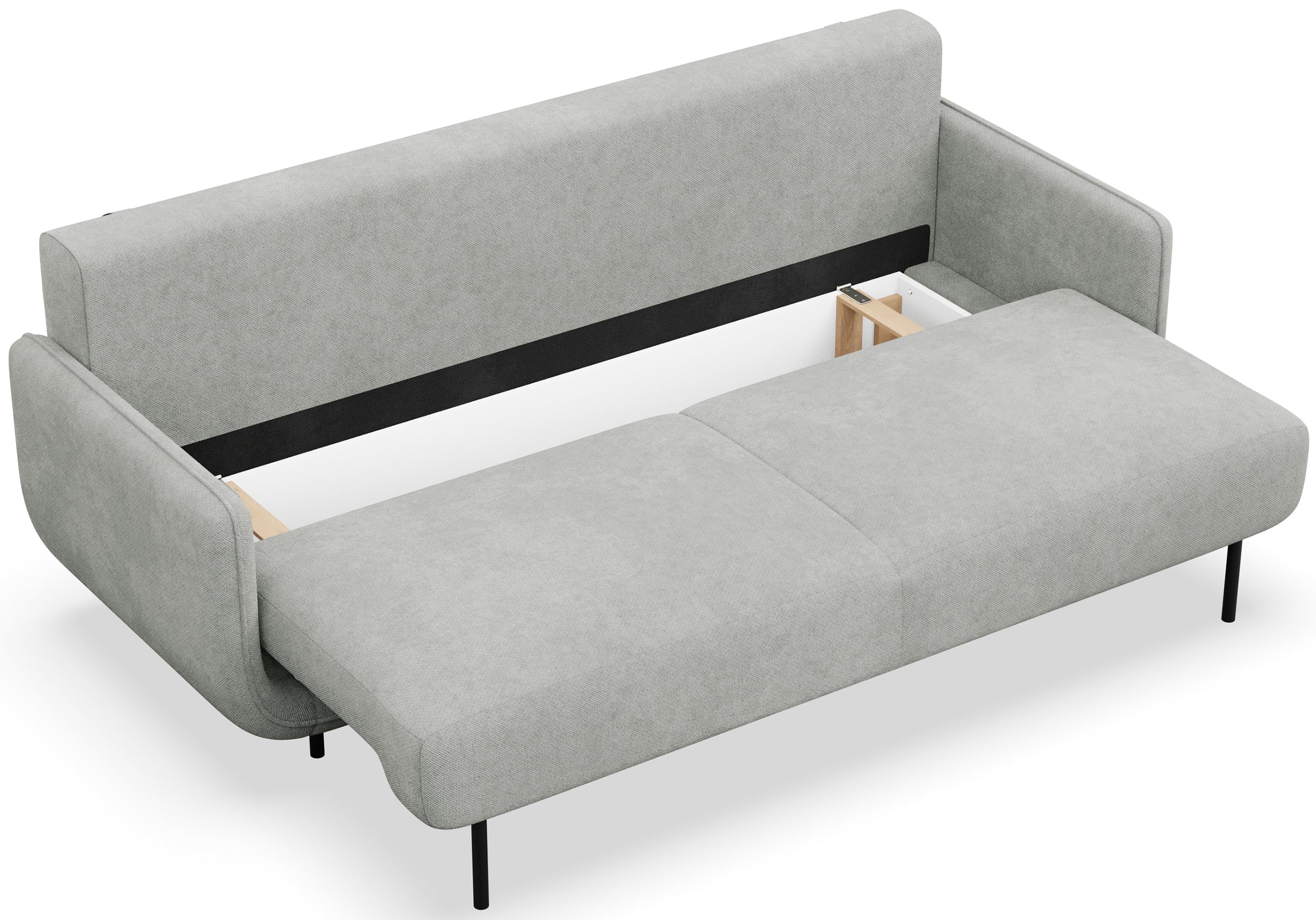 Dreisitziges ausklappbares Sofa Ovals in Hellgrau mit Flechtmuster