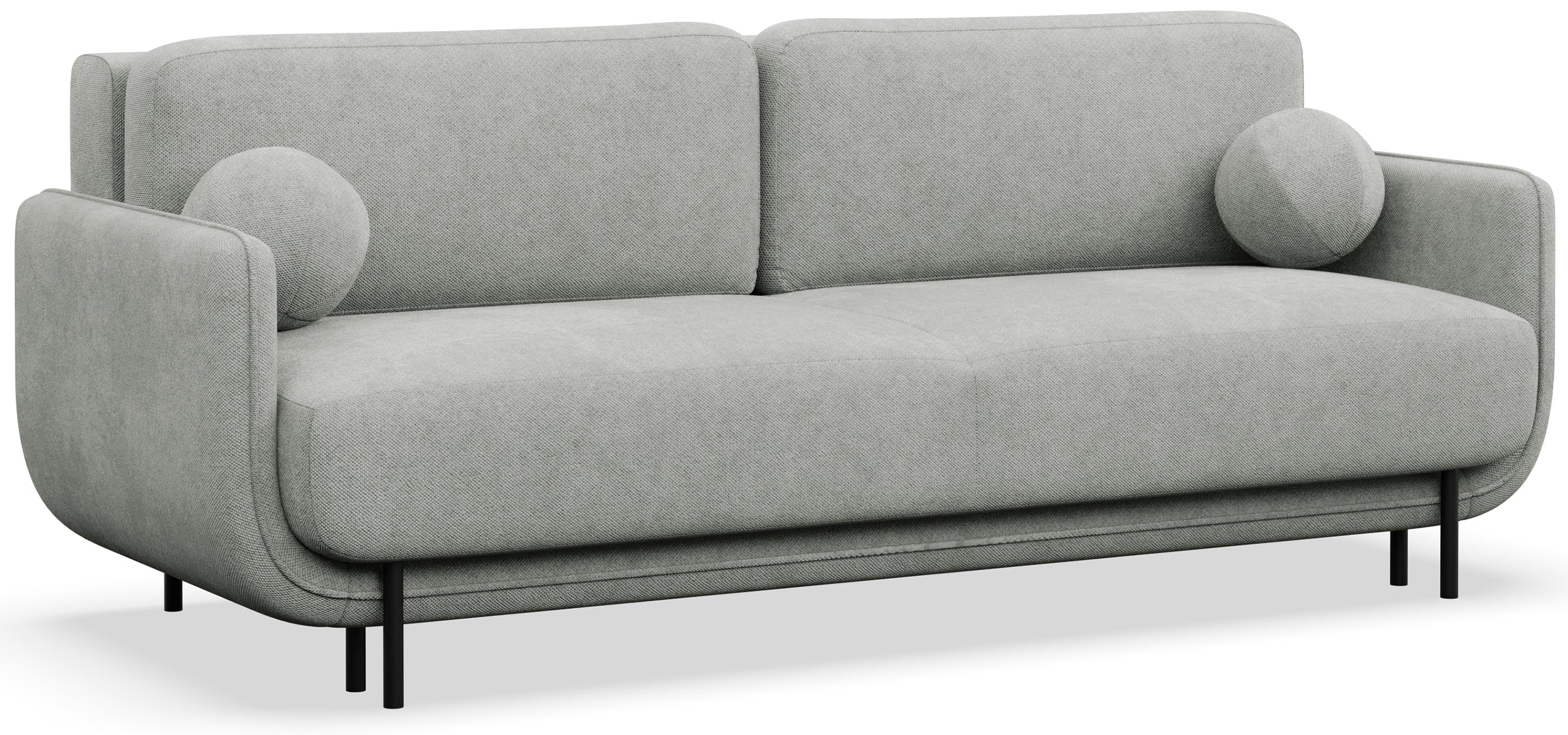 Dreisitziges ausklappbares Sofa Ovals in Hellgrau mit Flechtmuster