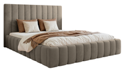 Gepolstertes Bett 140x200 cm Fiarro mit Bettkasten, grau-beiger Samt, Metallrahmen