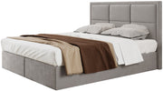 Kontinentales Bett 140x200 cm Rommano mit Bonellfederkernmatratze und Topper, grau-beiges Samtvelours