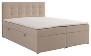 Kontinentalbett 140x200 cm Ronneo mit Stauraum und Topper, hellbeiger Samt