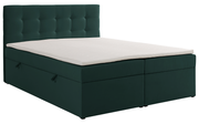 Kontinentalbett 180x200 cm Ronneo mit Stauraum und Topper, grüner Samt