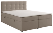 Kontinentalbett 160x200 cm Ronneo mit Stauraum und Topper, grau-beiges Samtstoff