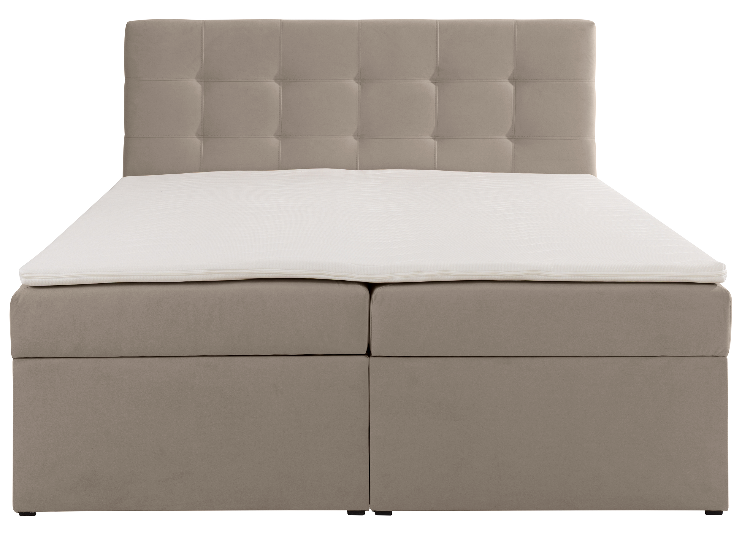 Kontinentalbett 180x200 cm Ronneo mit Stauraum und Topper, grau-beiger Samt