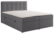 Kontinentalbett 140x200 cm Ronneo mit Stauraum und Topper, aschgrauer Samt