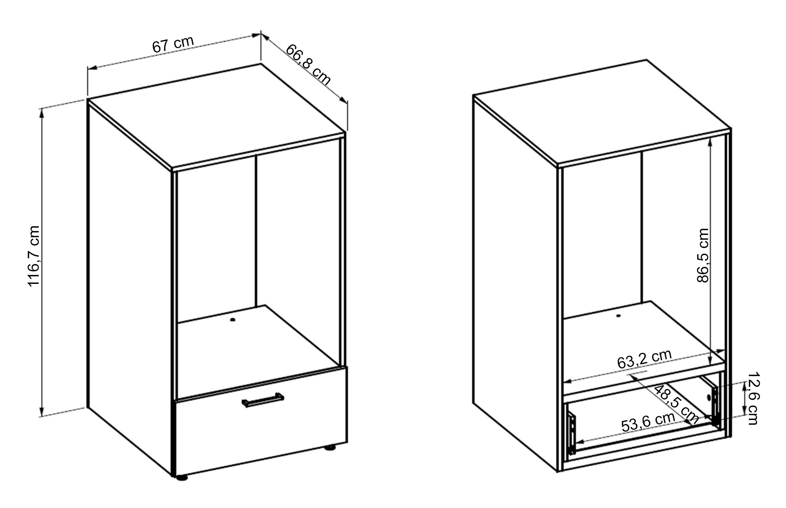 Schrank für die Waschmaschine Rosa mit Schublade Congo/geölte Eiche