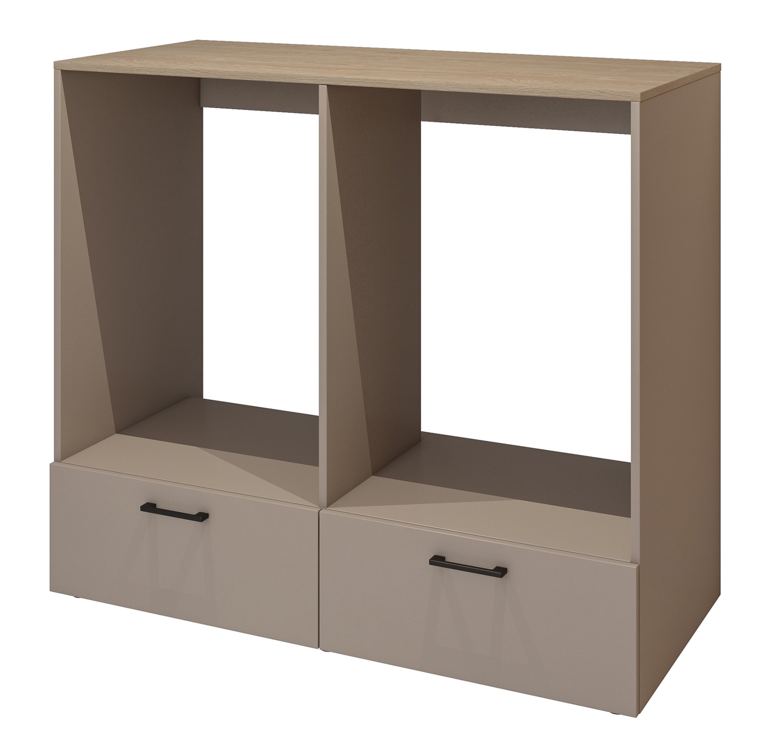 Waschmaschinen- und Trocknerschrank Rosa mit zwei Schubladen in Congo/geölte Eiche