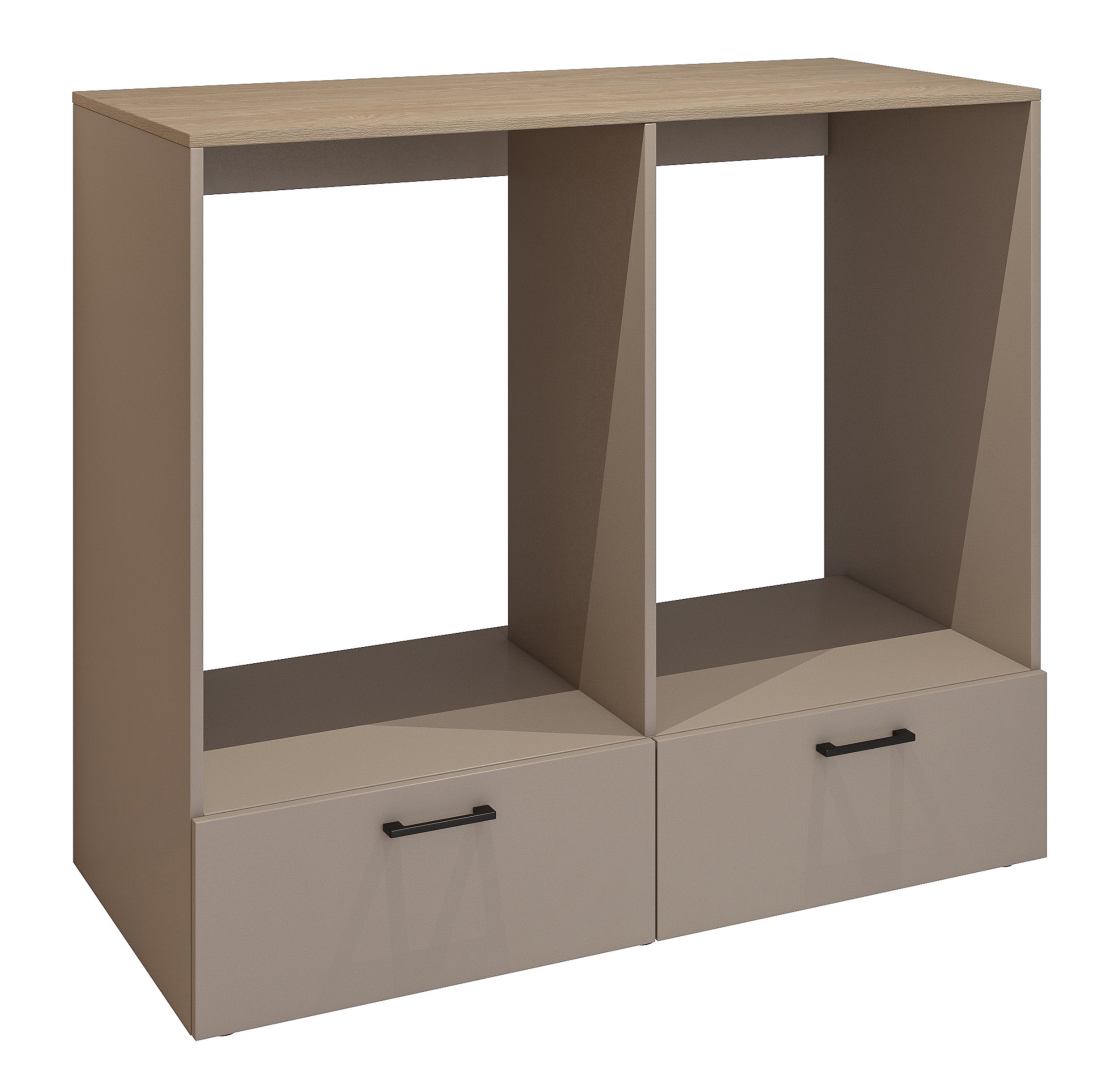 Waschmaschinen- und Trocknerschrank Rosa mit zwei Schubladen in Congo/geölte Eiche