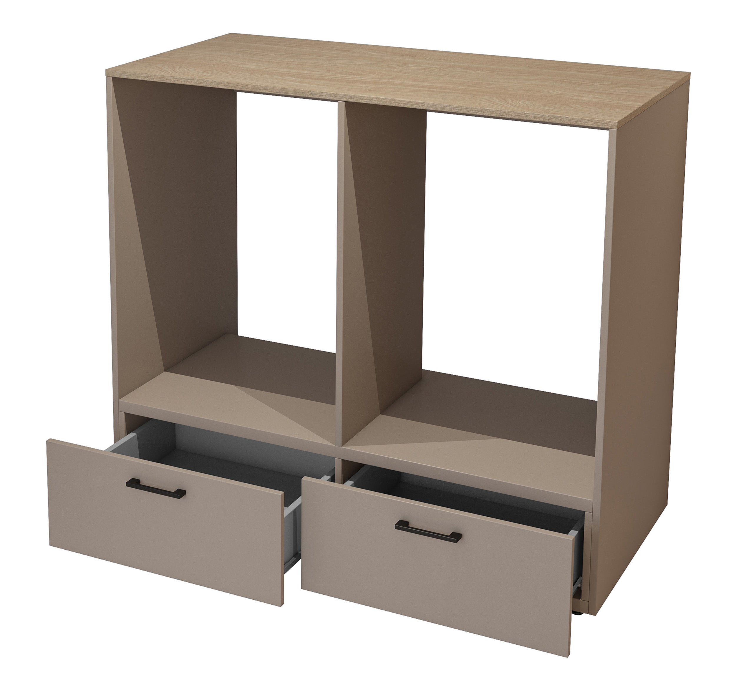 Waschmaschinen- und Trocknerschrank Rosa mit zwei Schubladen in Congo/geölte Eiche